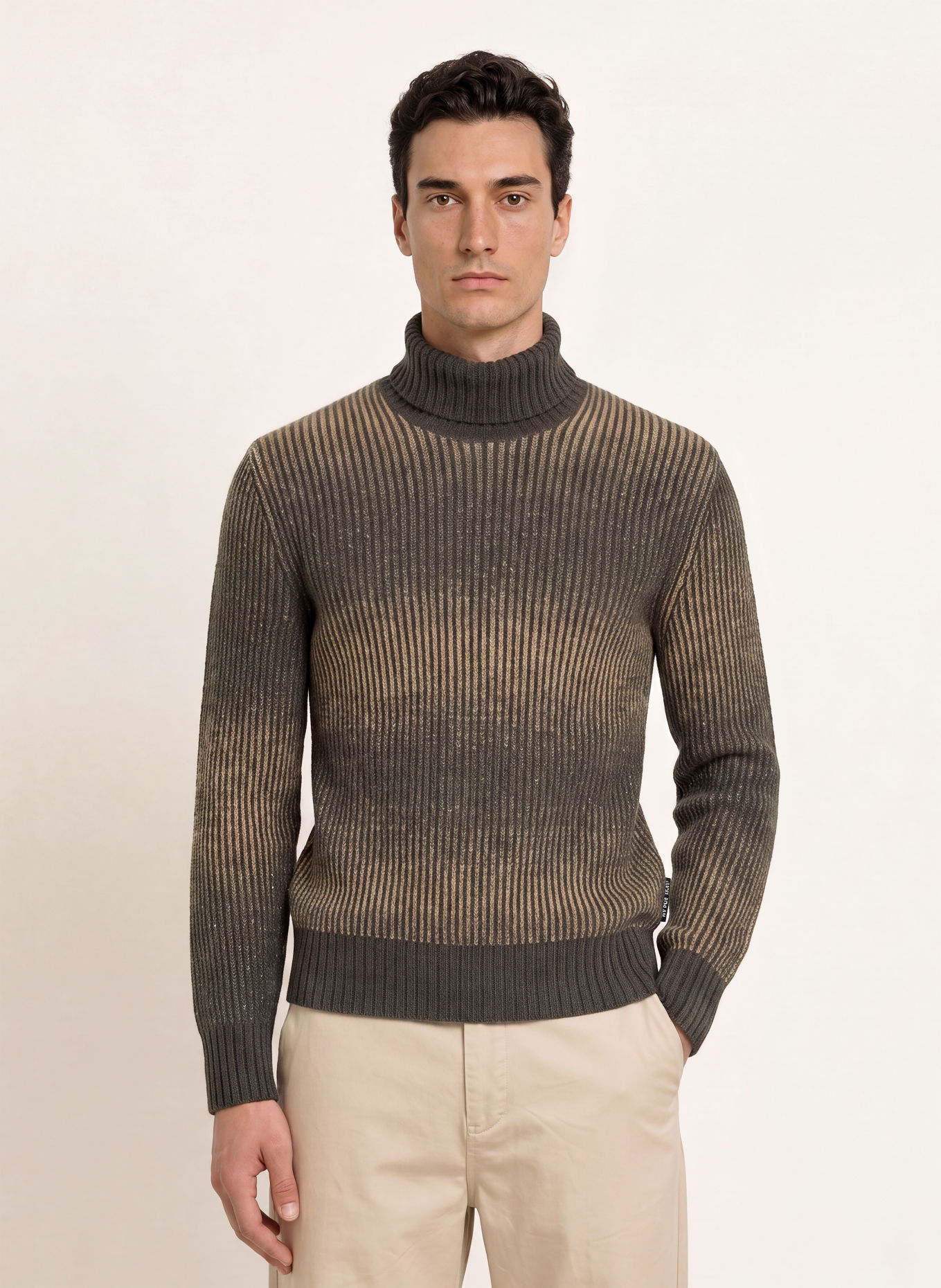 Marc O'Polo Rollkragenpullover: BEIGE / DUNKELBRAUN