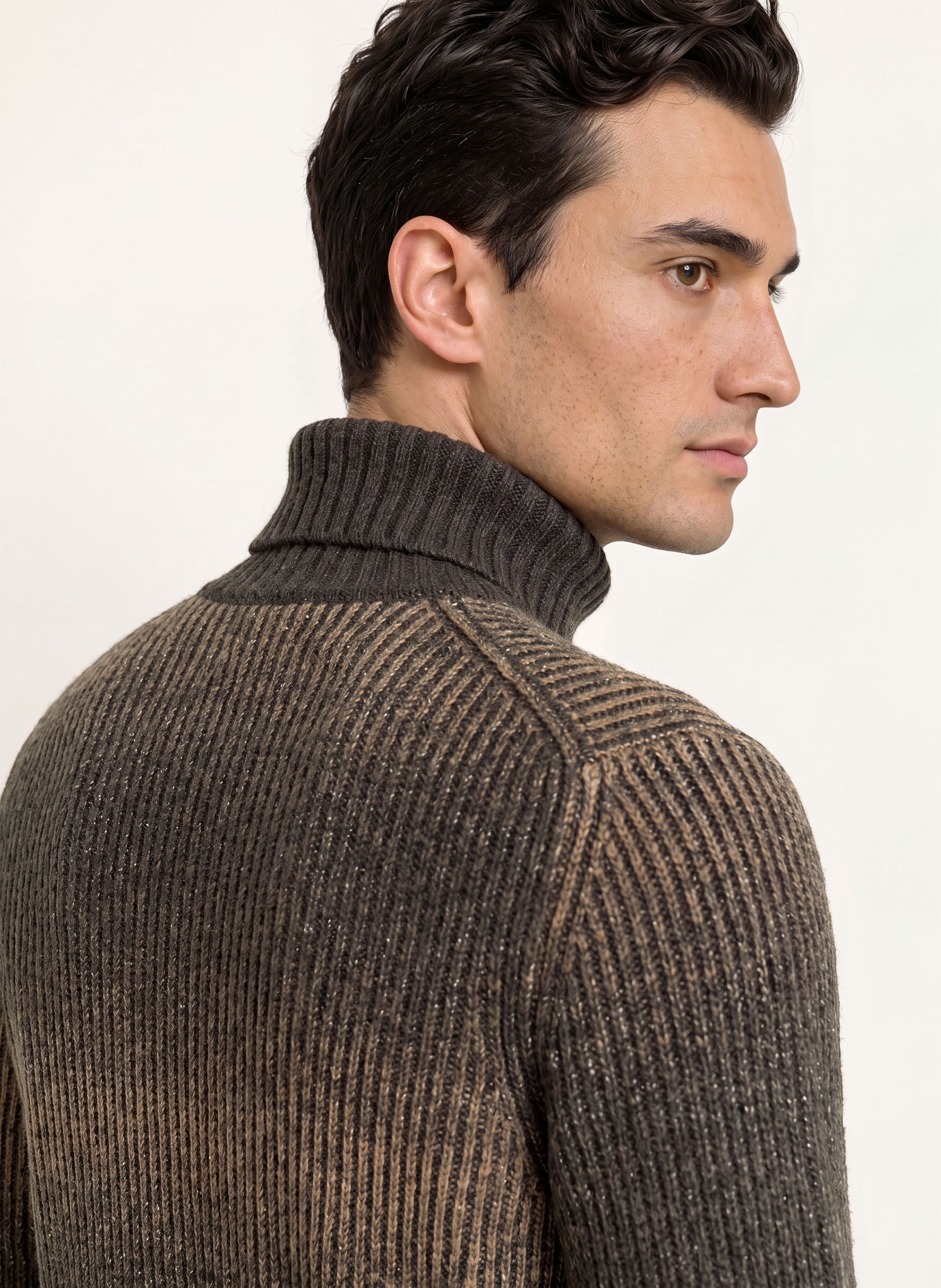 Marc O'Polo Rollkragenpullover: BEIGE / DUNKELBRAUN
