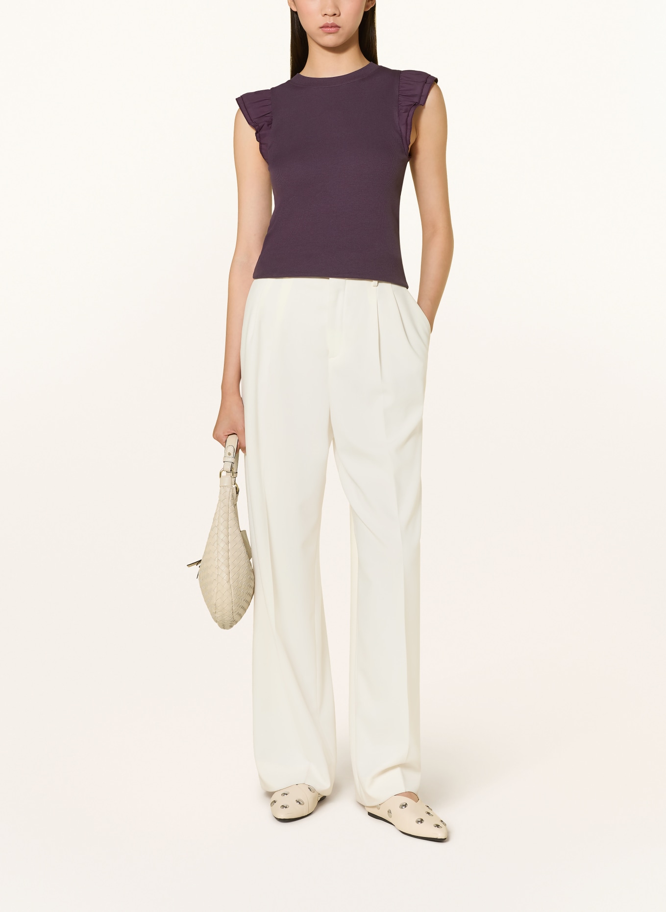 Rich & Royal Top à volants: LILAS FONCÉ