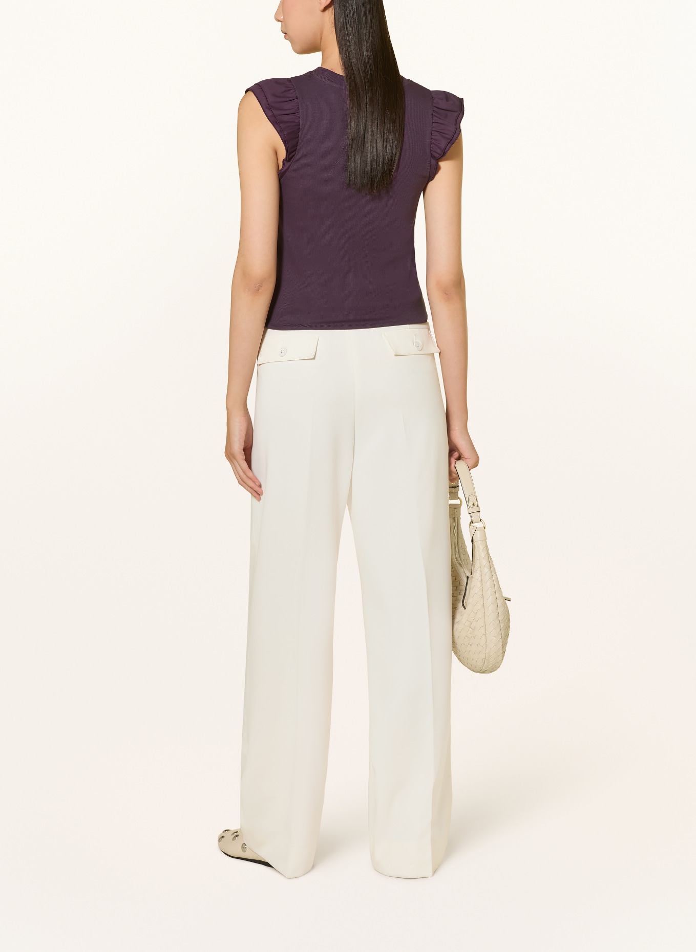 Rich & Royal Top à volants: LILAS FONCÉ
