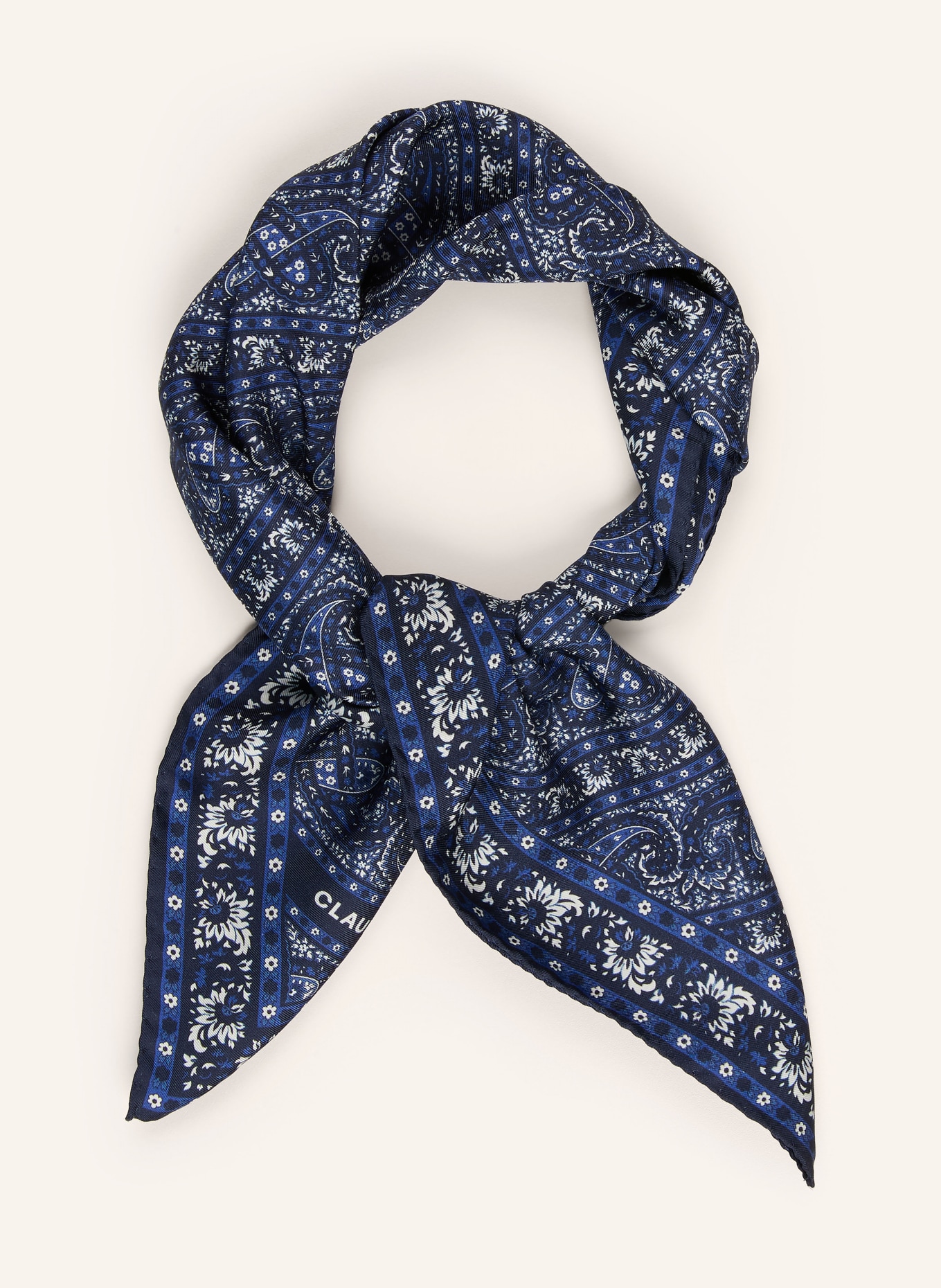 CLAUDIE PIERLOT Seidentuch: BLAU / CREME / DUNKELBLAU