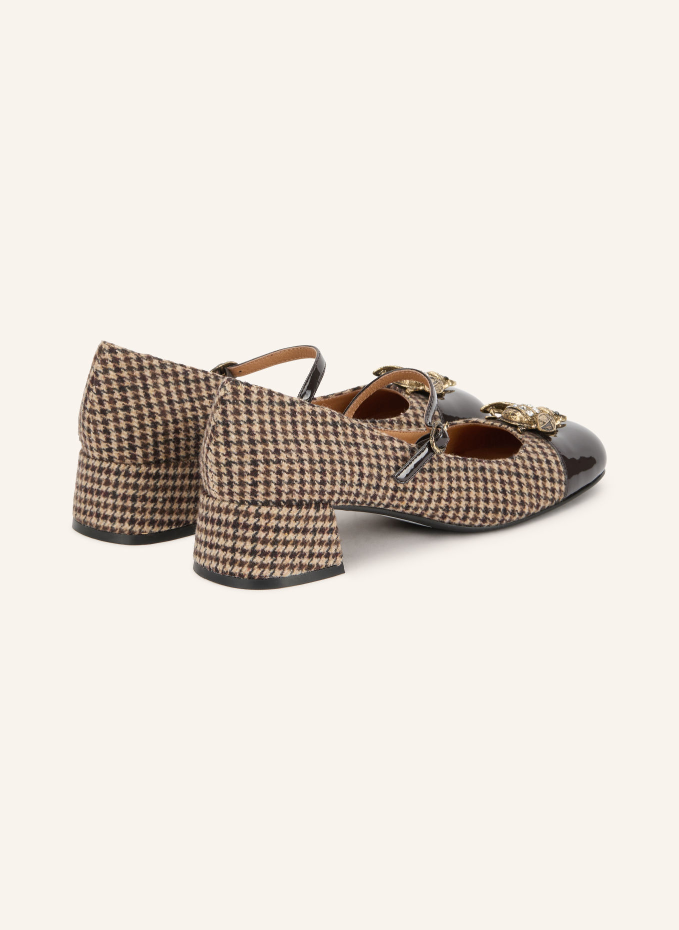 jeffrey campbell Czółenka w stylu Mary Jane INTERN-O: BEŻOWY / CIEMNOBRĄZOWY