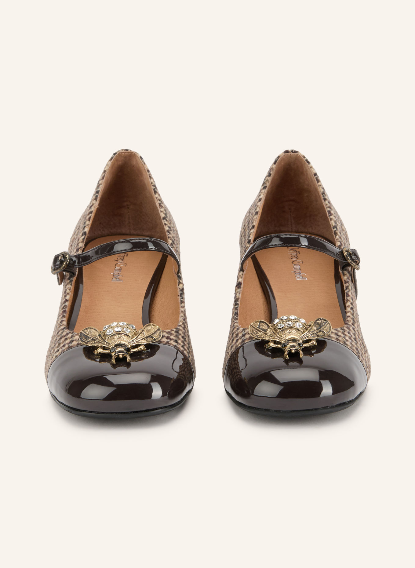jeffrey campbell Czółenka w stylu Mary Jane INTERN-O: BEŻOWY / CIEMNOBRĄZOWY