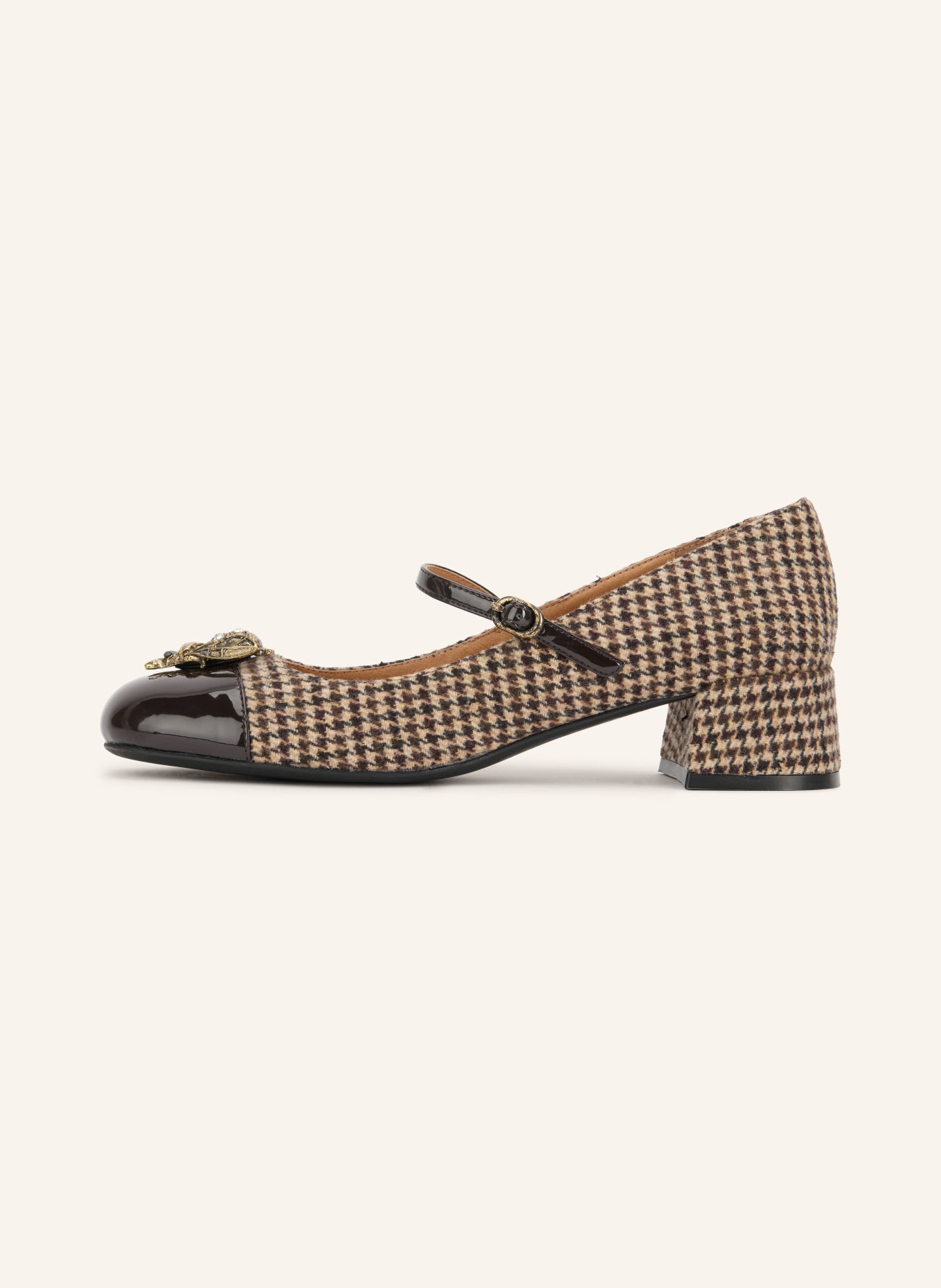 jeffrey campbell Czółenka w stylu Mary Jane INTERN-O: BEŻOWY / CIEMNOBRĄZOWY