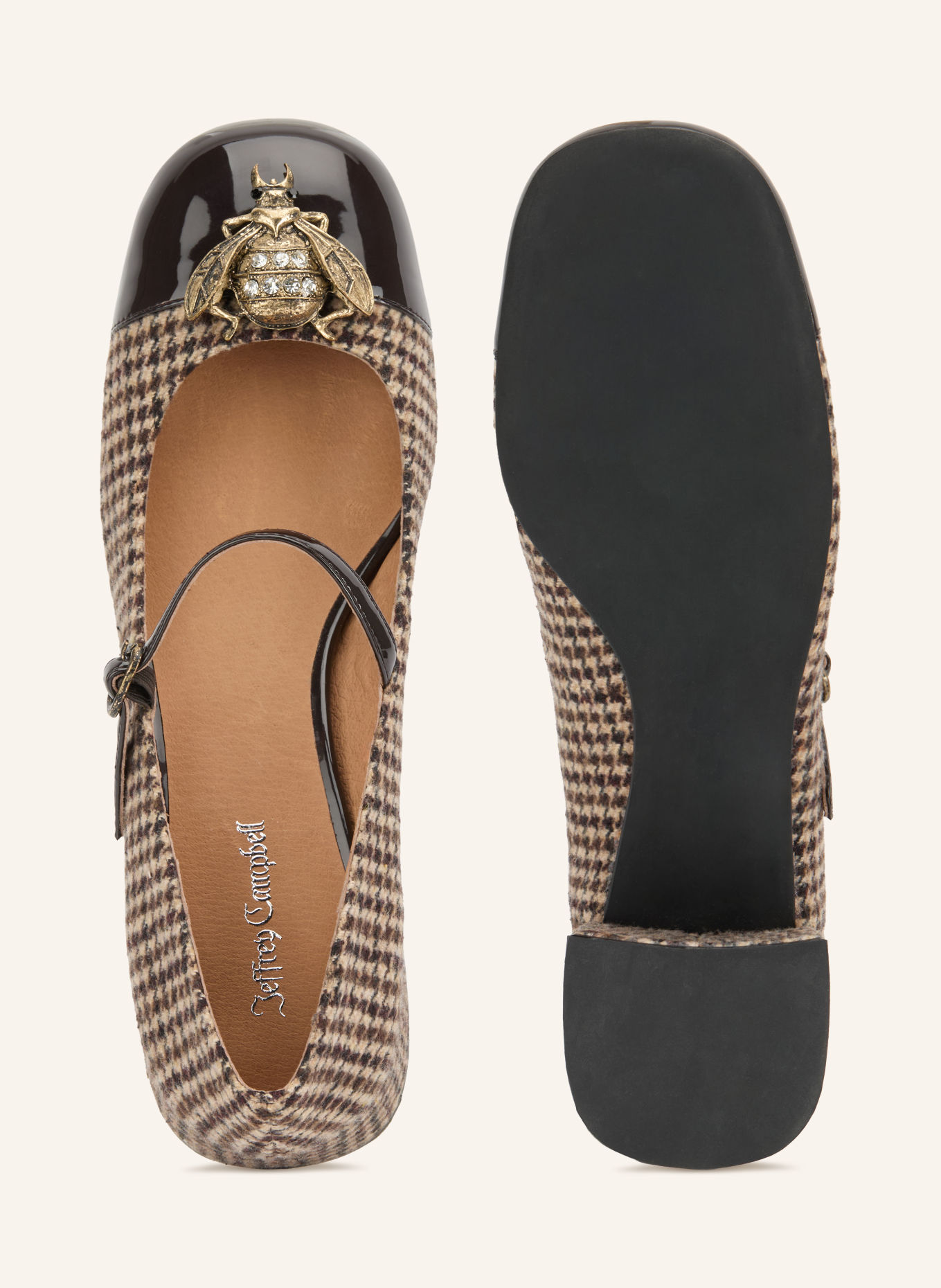 jeffrey campbell Czółenka w stylu Mary Jane INTERN-O: BEŻOWY / CIEMNOBRĄZOWY