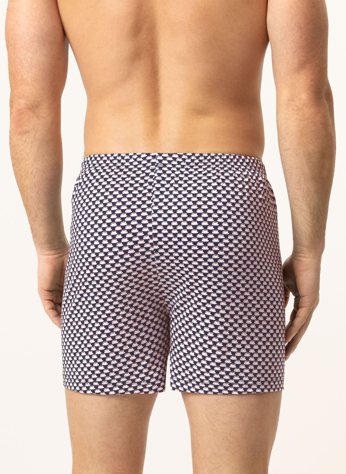 mey Boxershorts-serien ESPRESSO LOVERS: MÖRKBLÅ / GRÄDDE / MÖRKRÖD