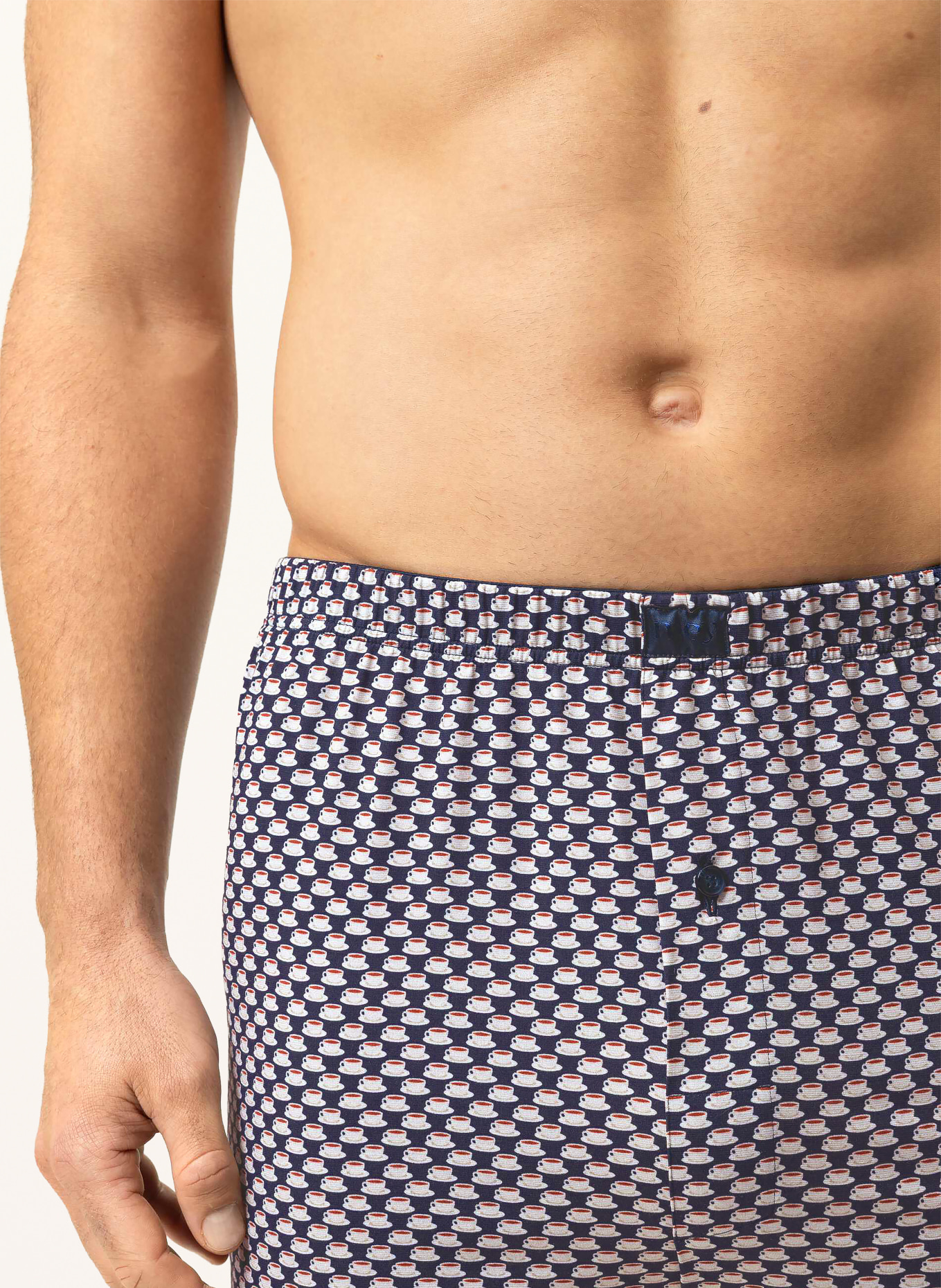 mey Boxershorts-serien ESPRESSO LOVERS: MÖRKBLÅ / GRÄDDE / MÖRKRÖD