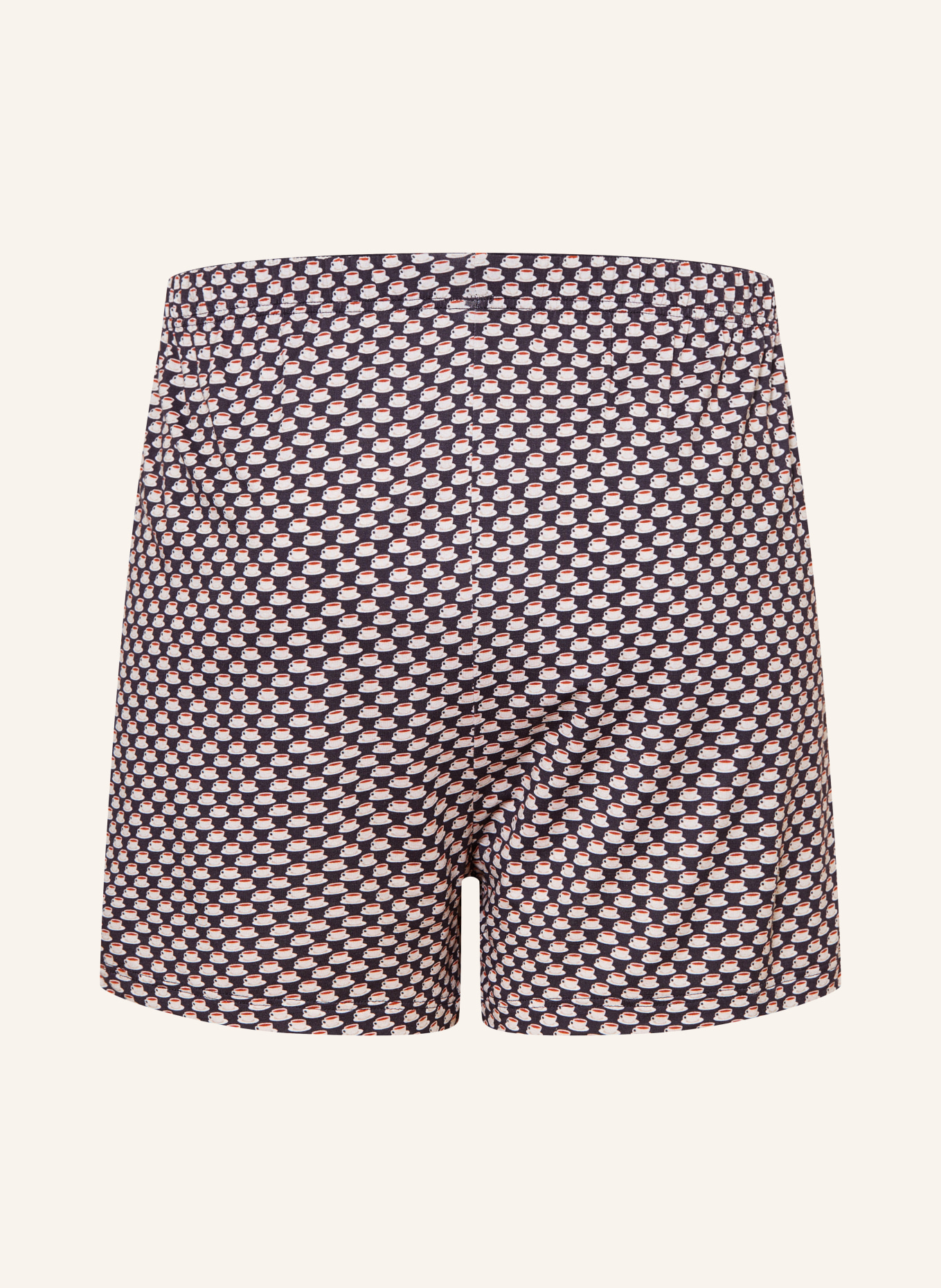 mey Boxershorts Serie ESPRESSO LOVERS: DUNKELBLAU / CREME / DUNKELROT