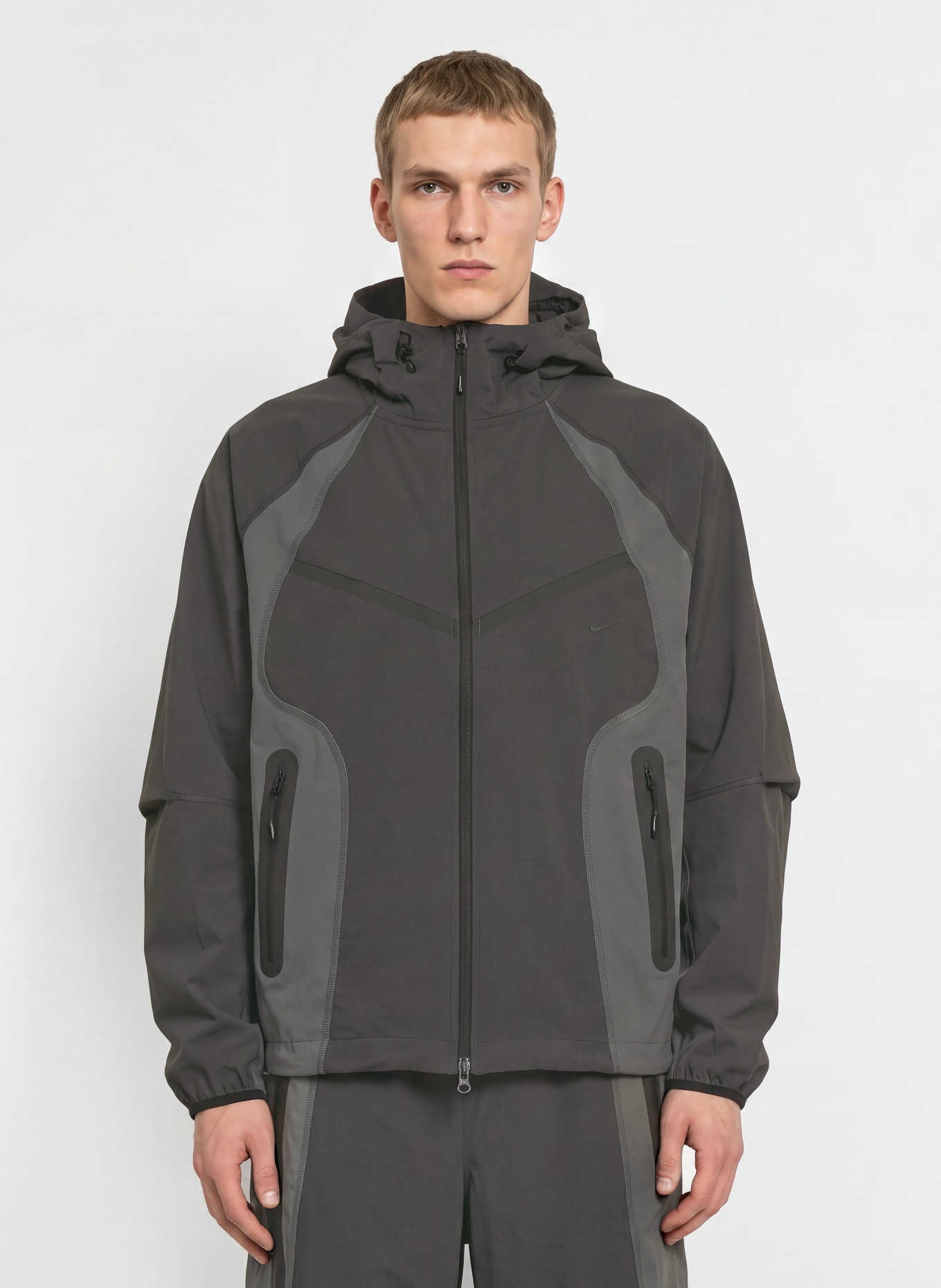 Nike Bunda na trénink TECH: TMAVĚ ŠEDÁ / SVĚTLE ŠEDÁ / ČERNÁ