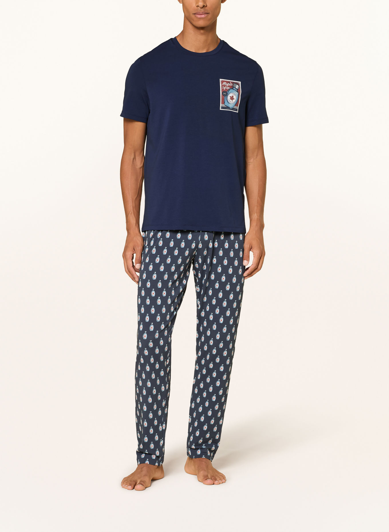 mey Schlafshirt Serie PANCAKE PROOF: DUNKELBLAU / BRAUN / WEISS