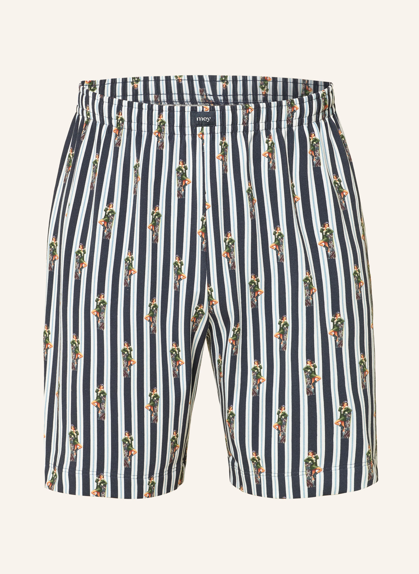 mey Schlafshorts Serie SMOKE SHOW: DUNKELBLAU / PETROL / WEISS