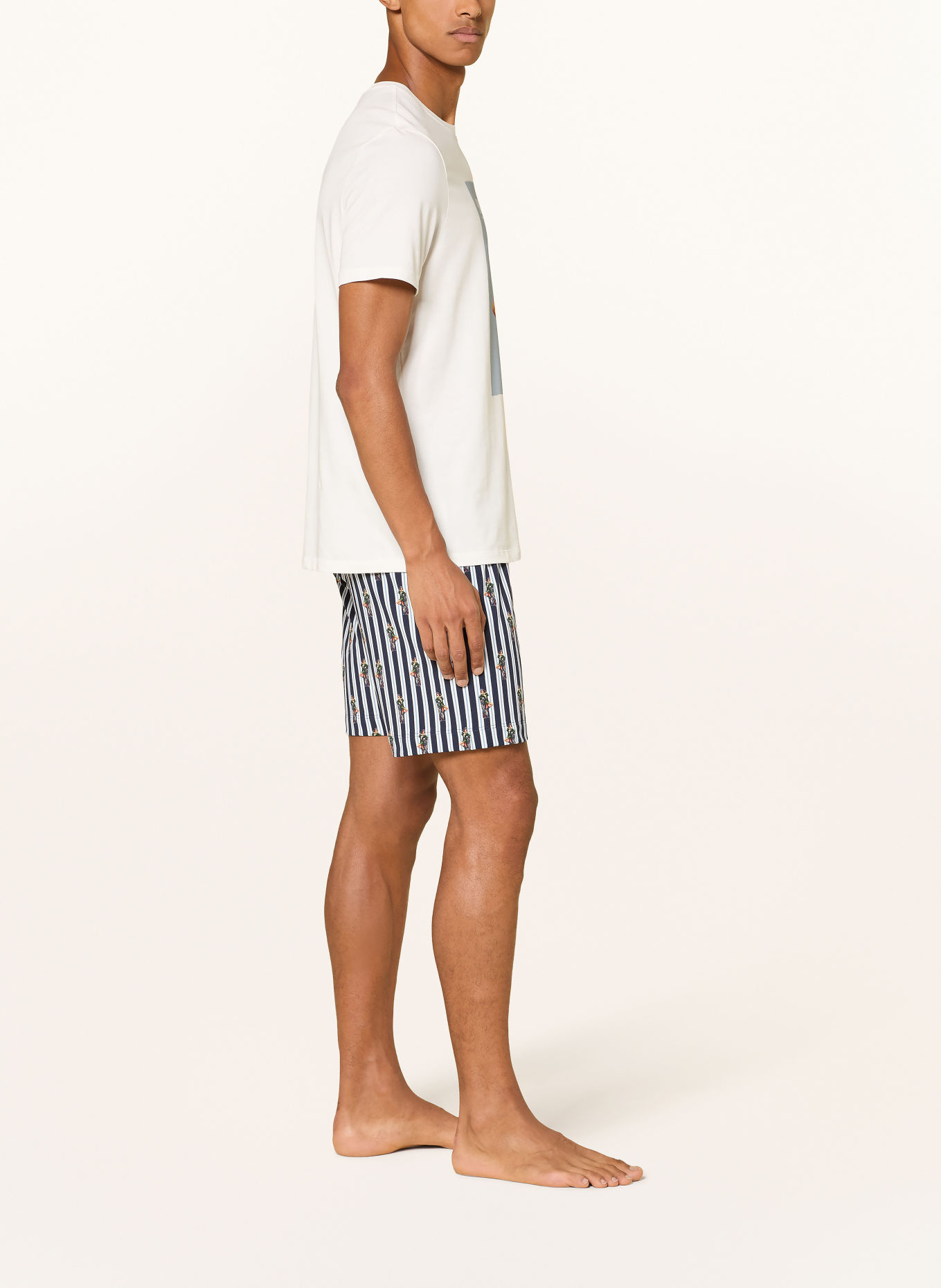 mey Schlafshorts Serie SMOKE SHOW: DUNKELBLAU / PETROL / WEISS