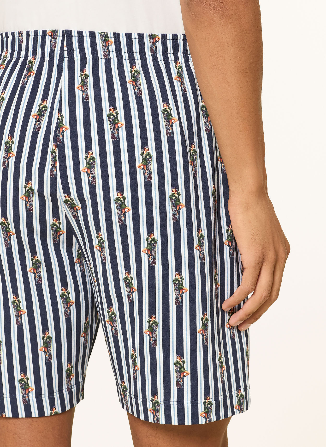 mey Schlafshorts Serie SMOKE SHOW: DUNKELBLAU / PETROL / WEISS