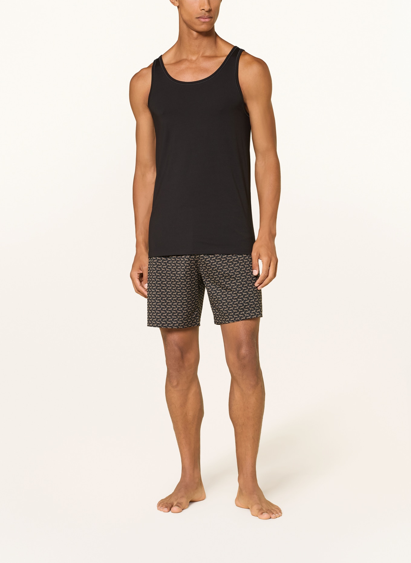 mey Short de pyjama de la gamme GALLOP CLUB: NOIR / KAKI