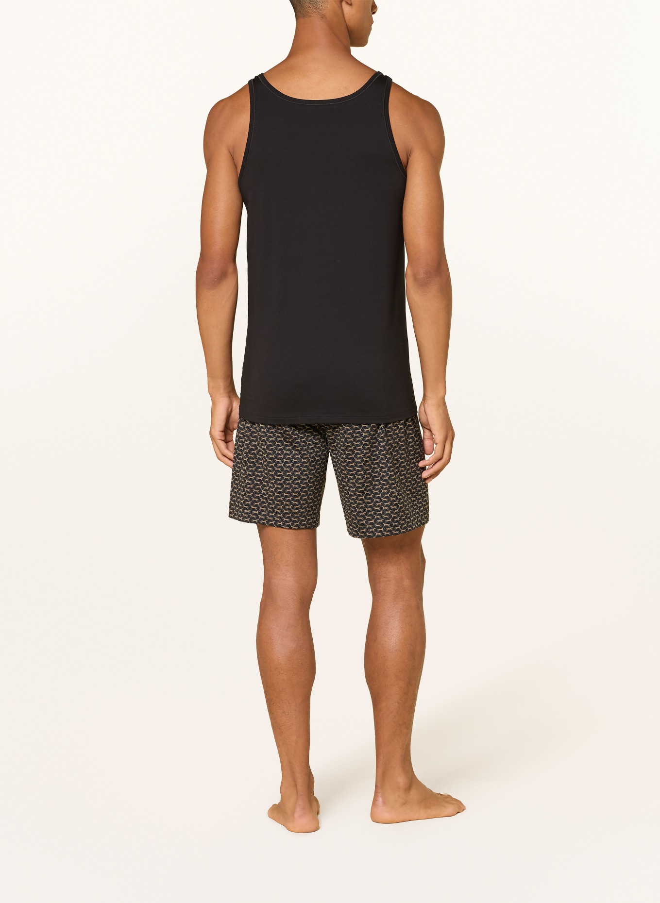 mey Short de pyjama de la gamme GALLOP CLUB: NOIR / KAKI