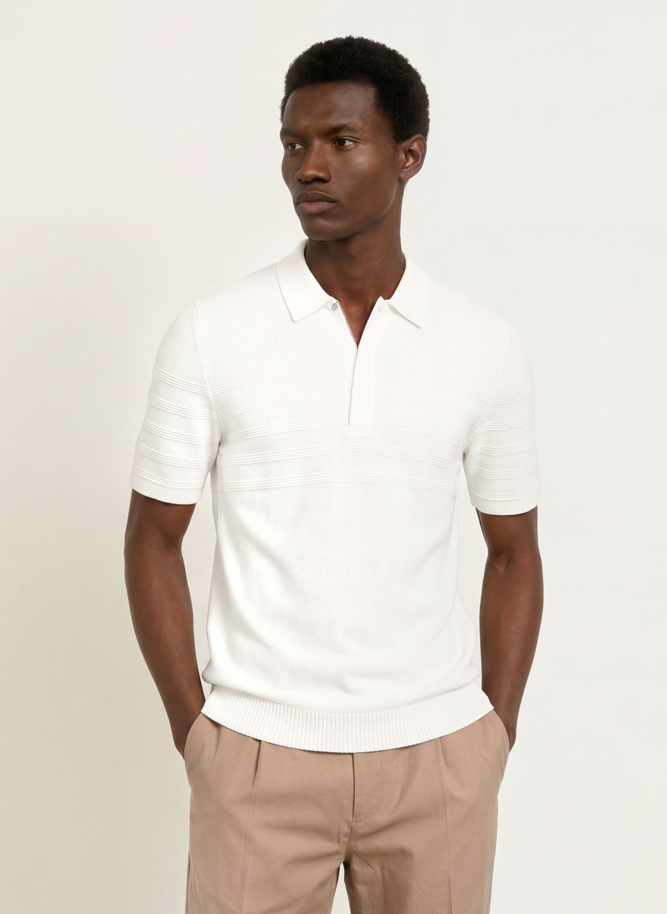 REISS Strick-Poloshirt FALKLANDS: WEISS