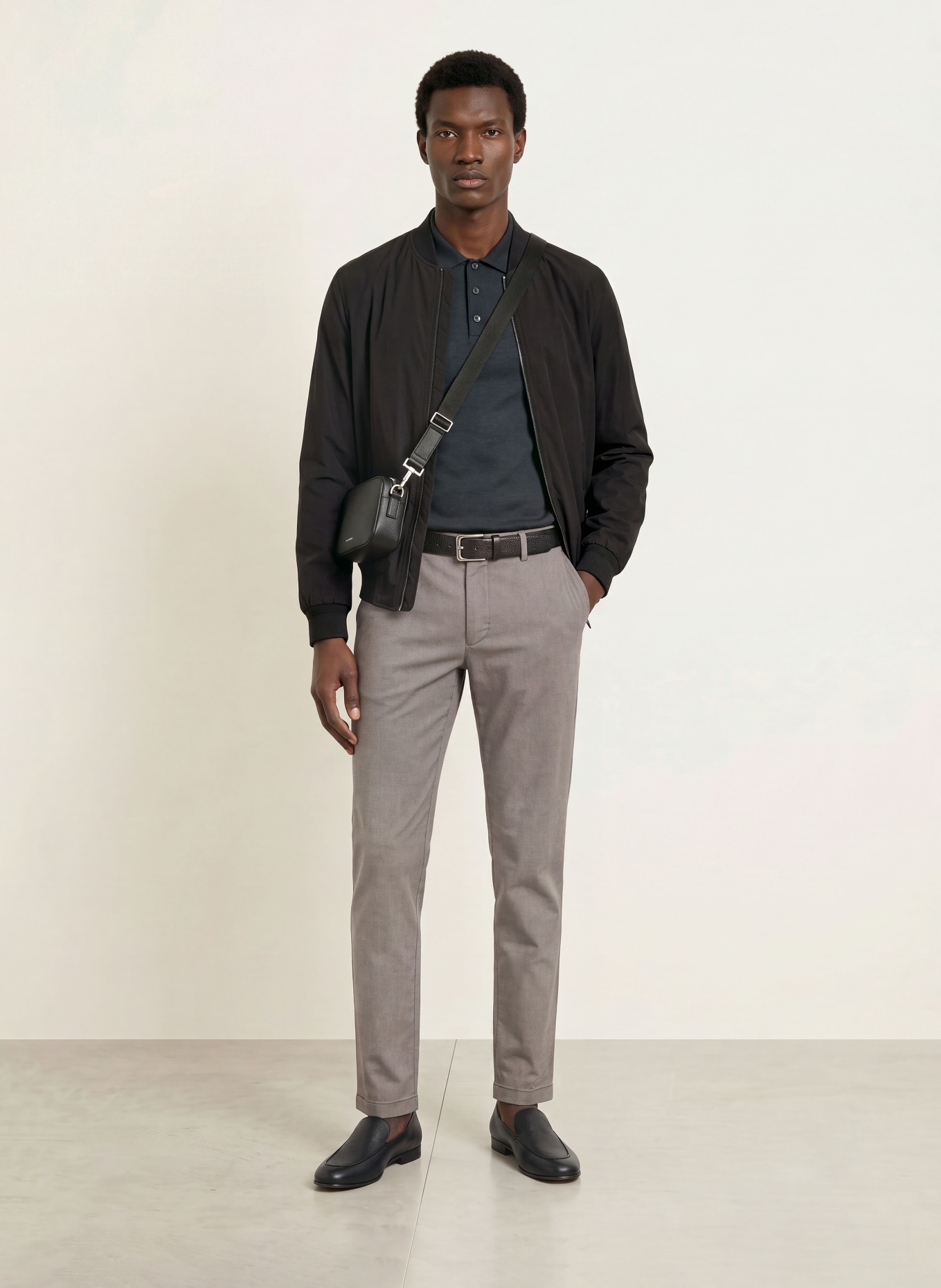 REISS Strick-Poloshirt MANOR: DUNKELGRAU