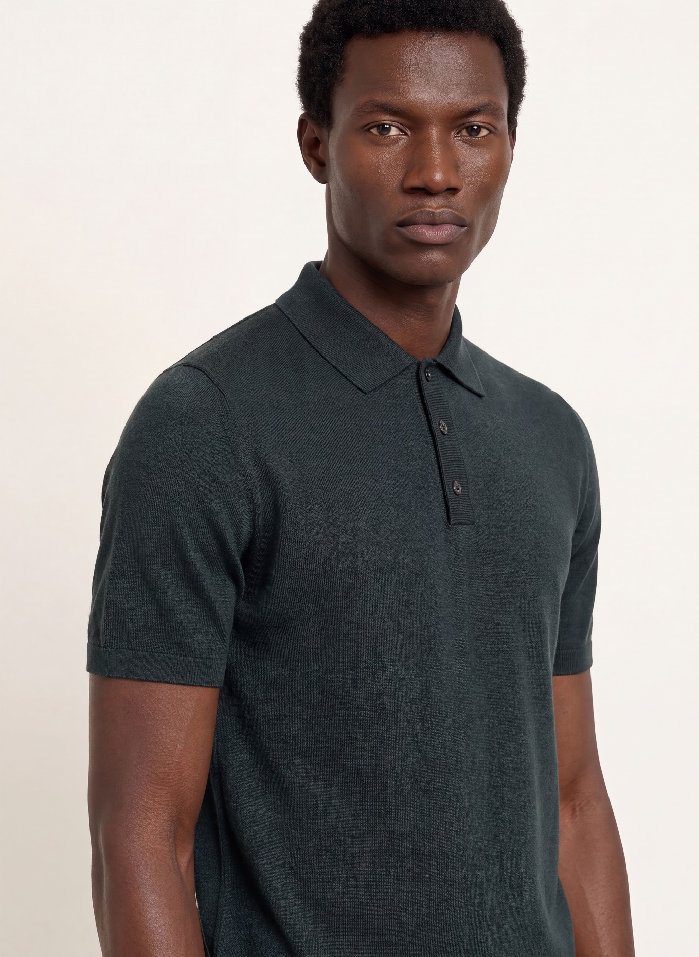 REISS Strick-Poloshirt MANOR: DUNKELGRAU