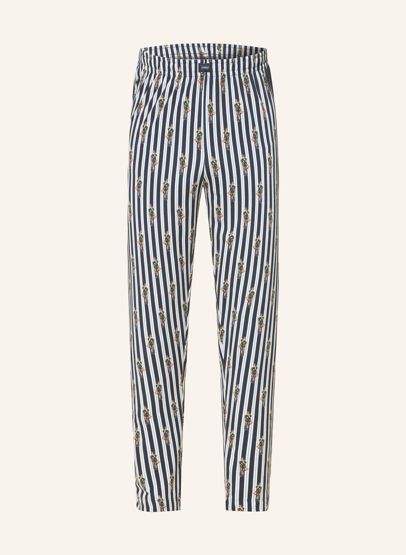 mey Schlafhose Serie SMOKE SHOW: DUNKELBLAU / PETROL / WEISS