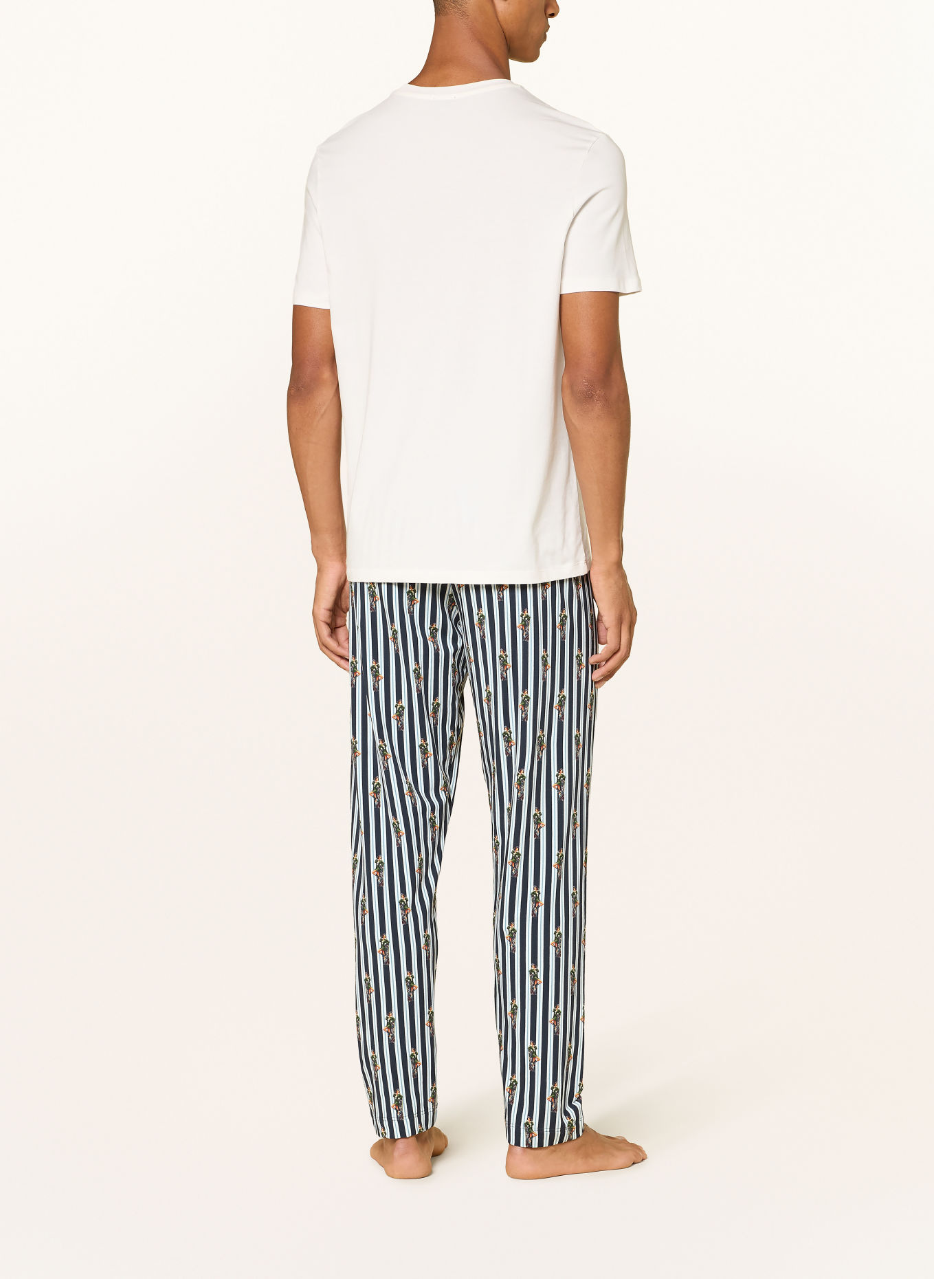 mey Schlafhose Serie SMOKE SHOW: DUNKELBLAU / PETROL / WEISS