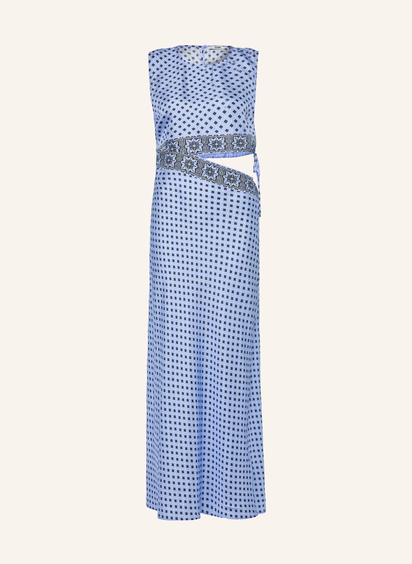 maje Seidenkleid mit Cut-out: HELLBLAU / WEISS / SCHWARZ