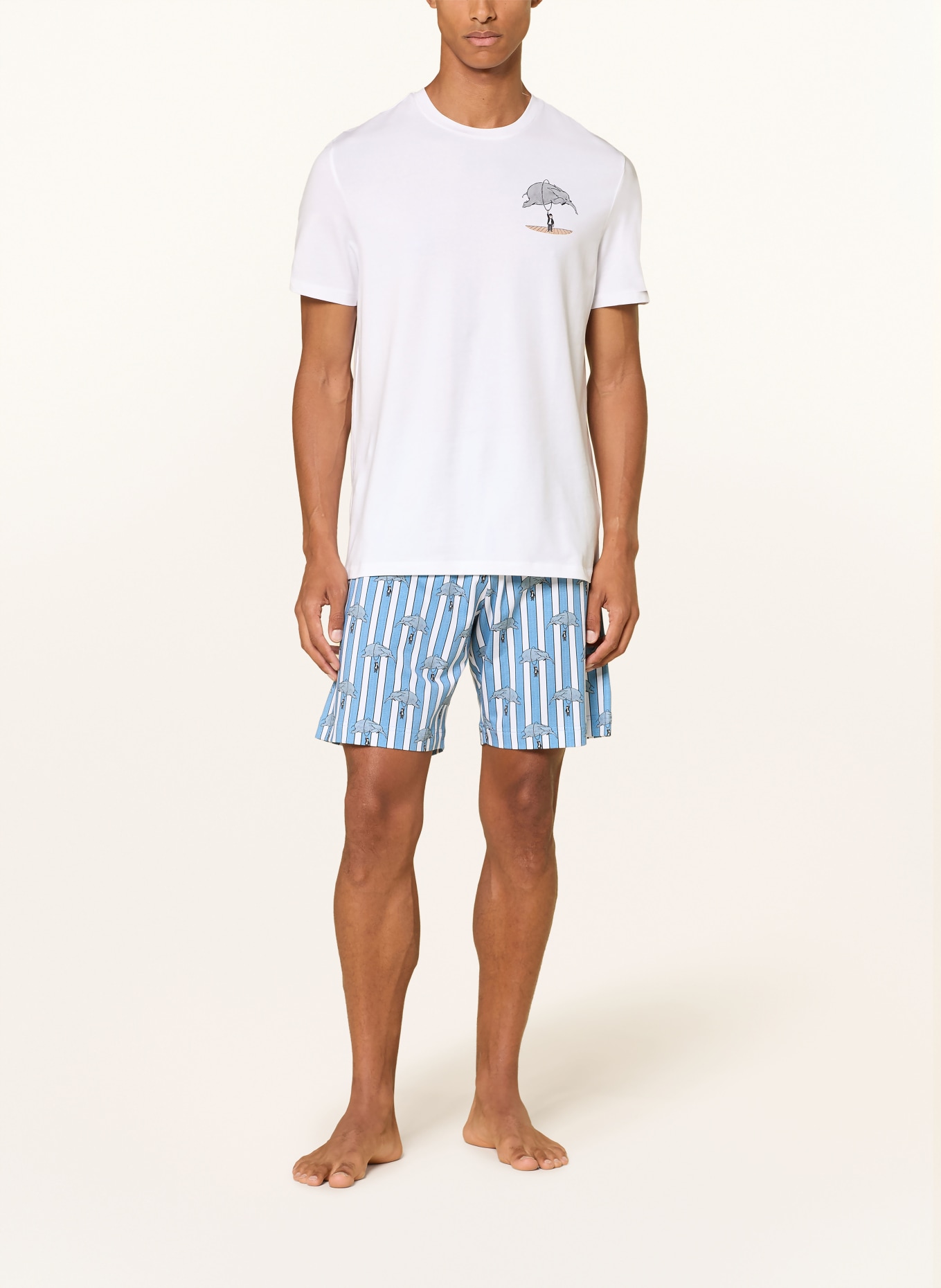 mey Pyjamashirt-serie mey × LORIOT: WIT / BEIGE / GRIJS