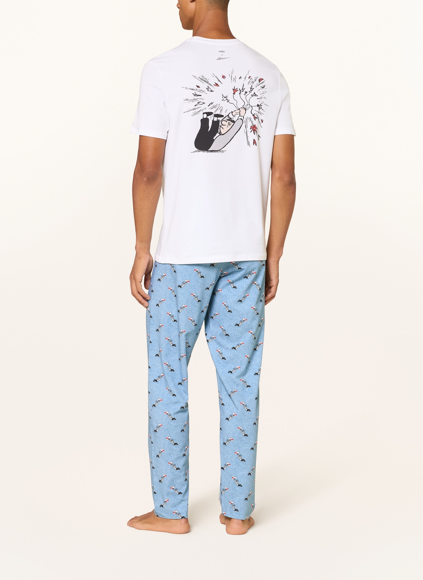 mey Pyjamabroeken uit de serie mey × LORIOT: LICHTBLAUW / ROOD / WIT