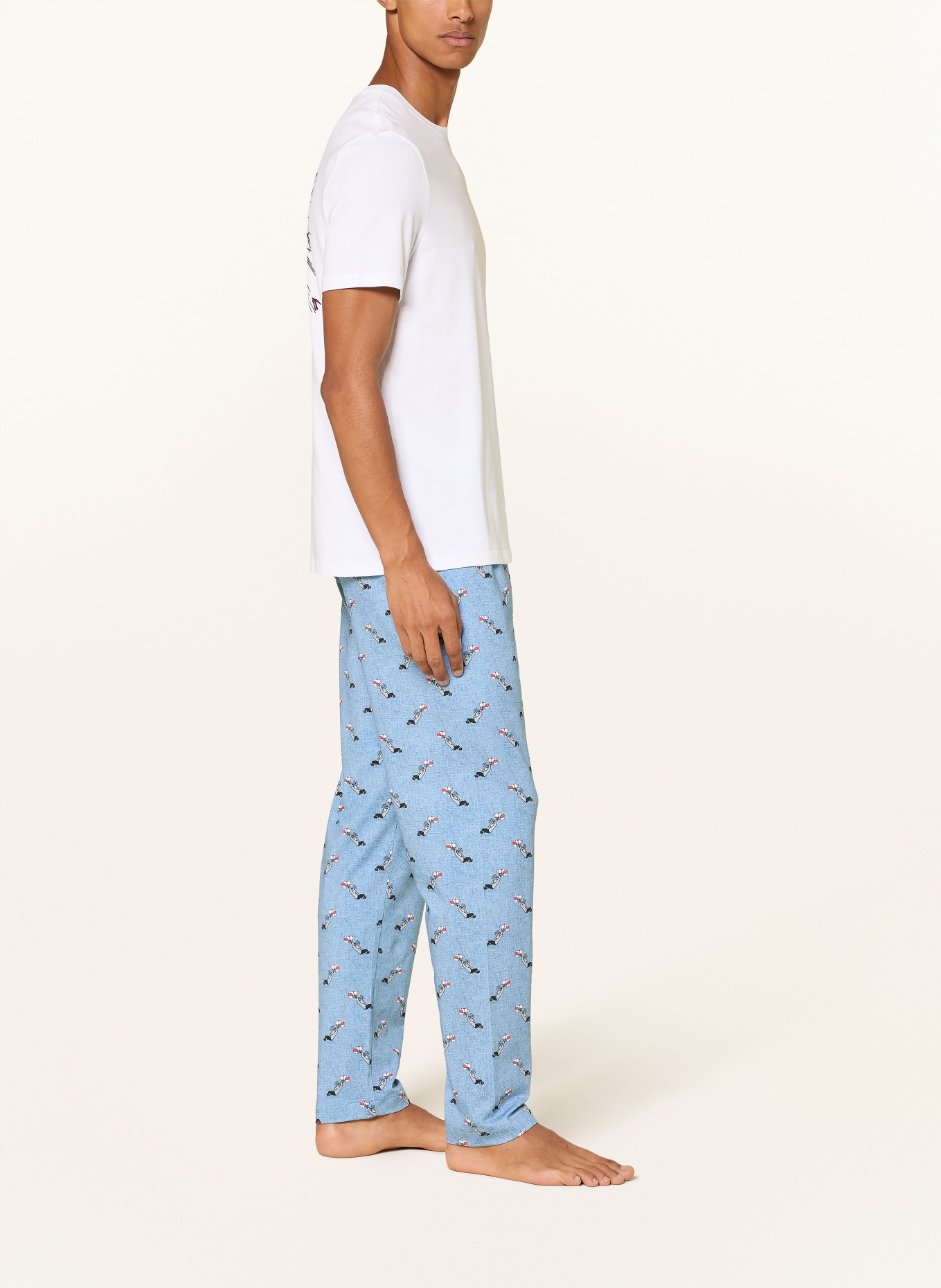 mey Pyjamabroeken uit de serie mey × LORIOT: LICHTBLAUW / ROOD / WIT