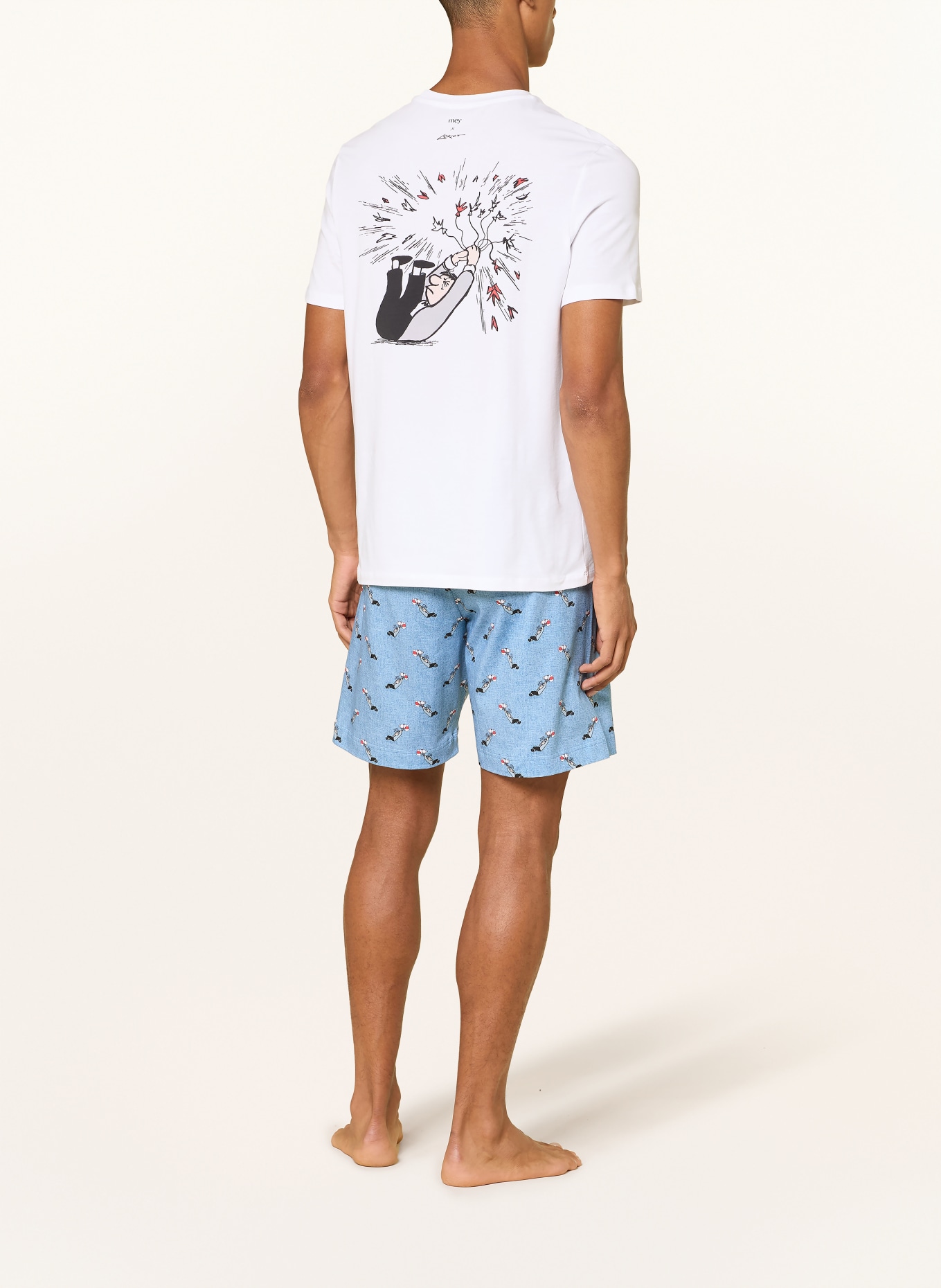 mey Pyjamashorts-serie mey × LORIOT: LICHTBLAUW / ROOD / WIT