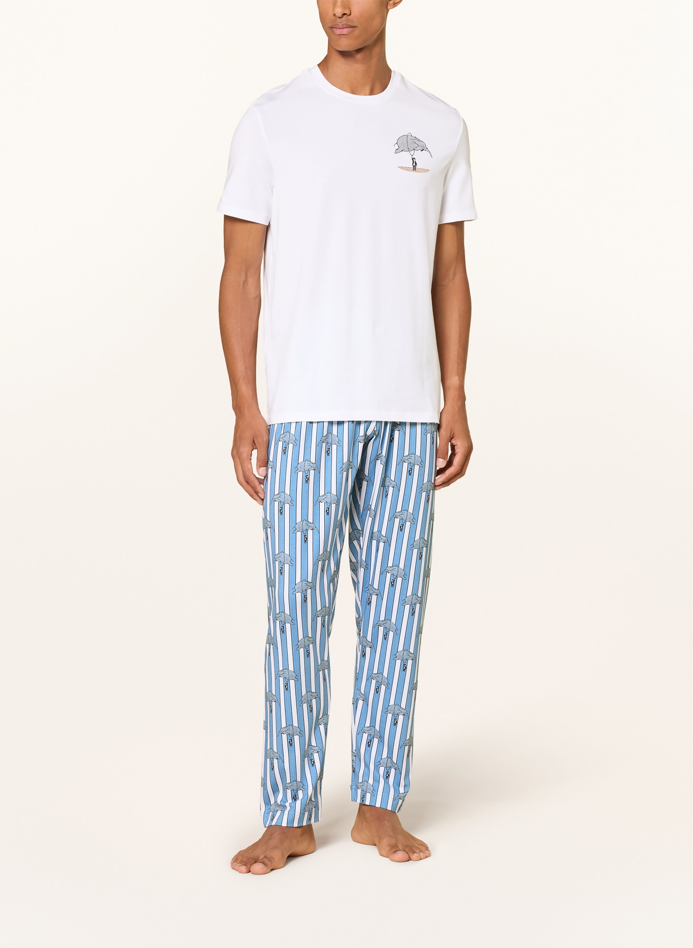 mey Pyjamabroek mey × LORIOT: LICHTBLAUW / WIT / ZWART