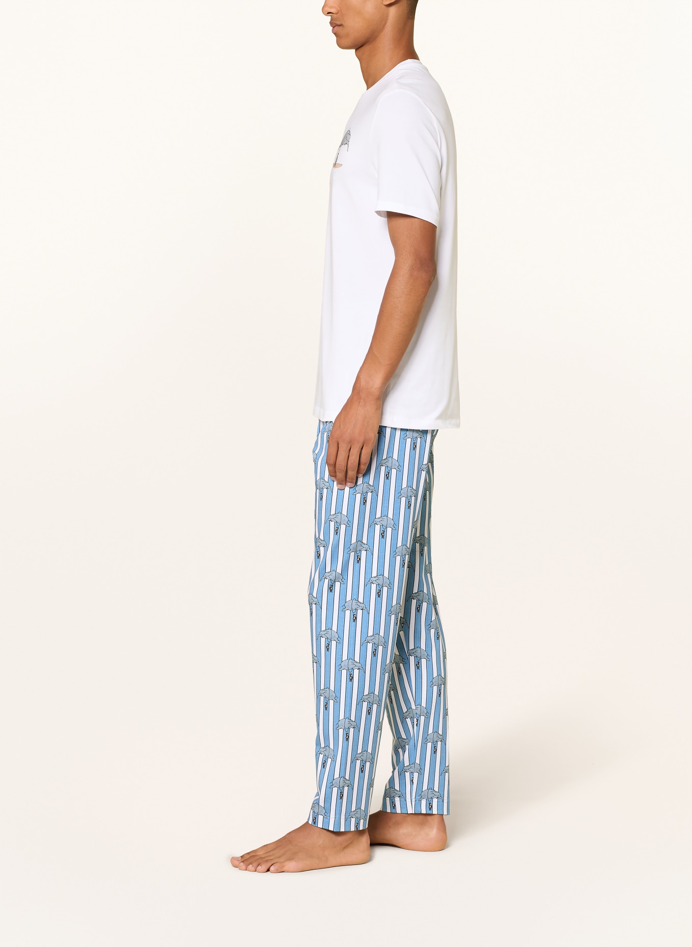 mey Pyjamabroek mey × LORIOT: LICHTBLAUW / WIT / ZWART