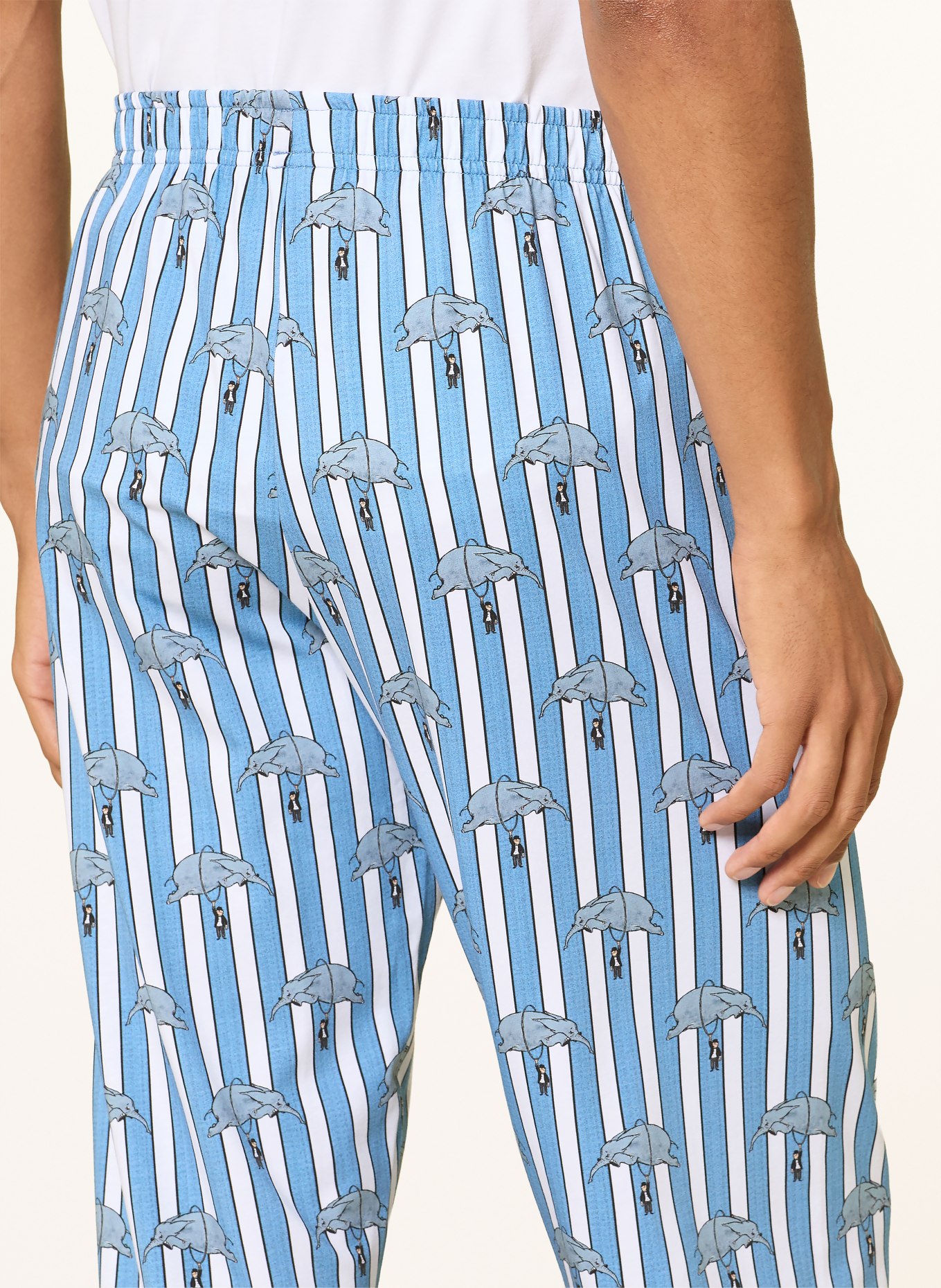 mey Pyjamabroek mey × LORIOT: LICHTBLAUW / WIT / ZWART