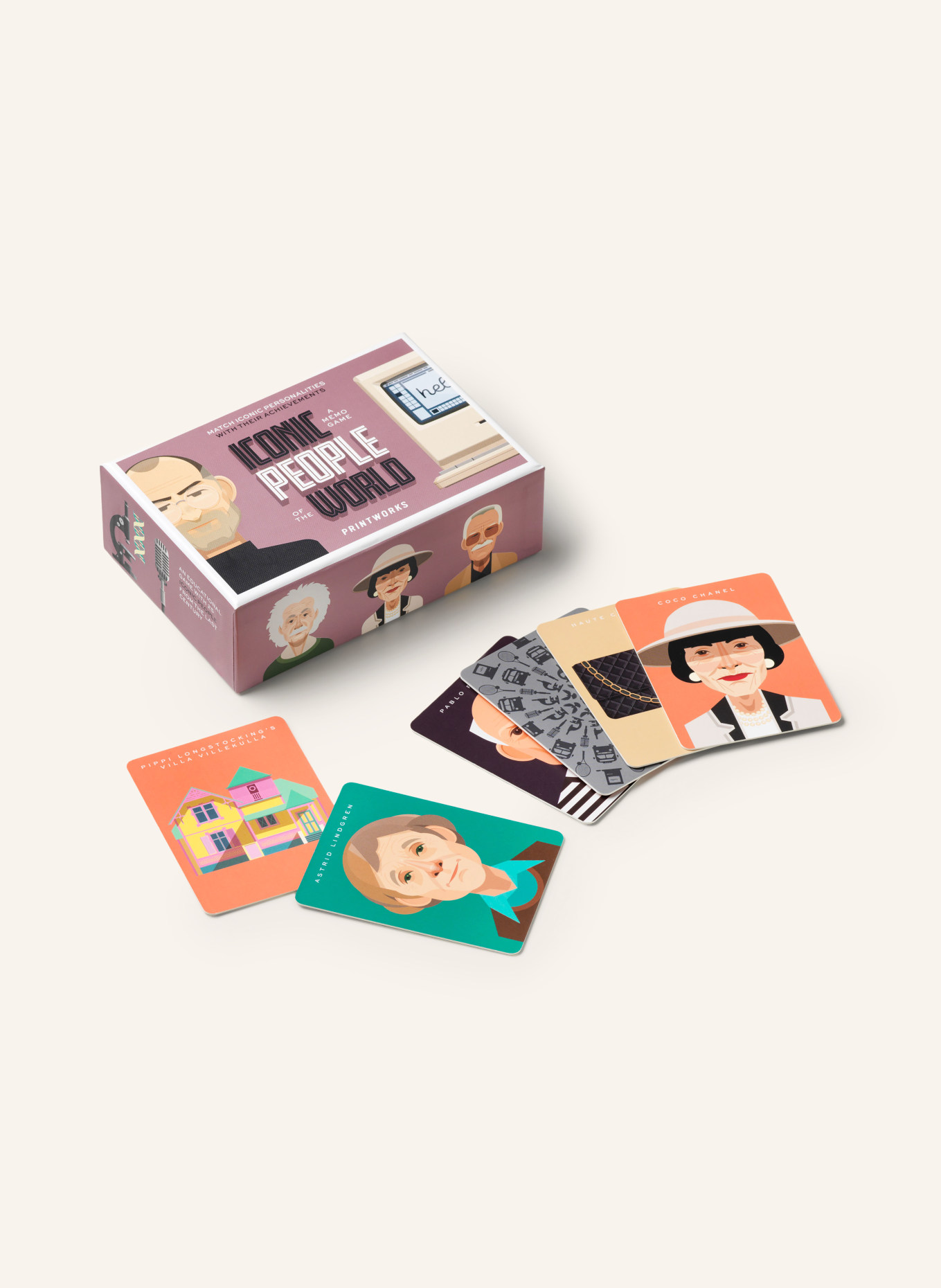 PRINTWORKS Memory Game: ICONIC PEOPLE: LIGHT PURPLE / LIGHT BROWN