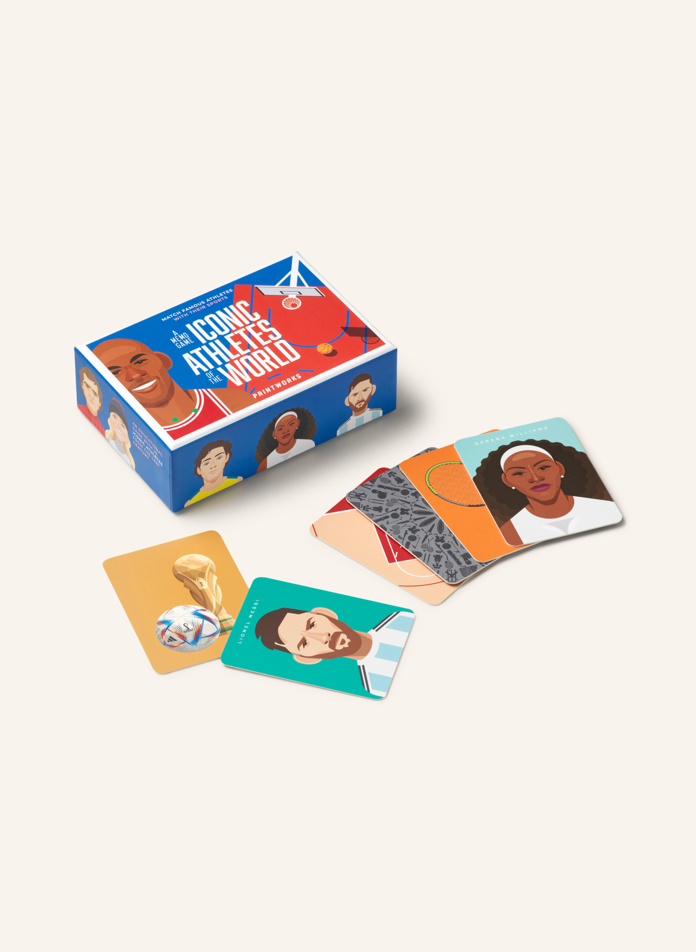PRINTWORKS Memory Game: ICONIC ATHLETES: BLUE / RED