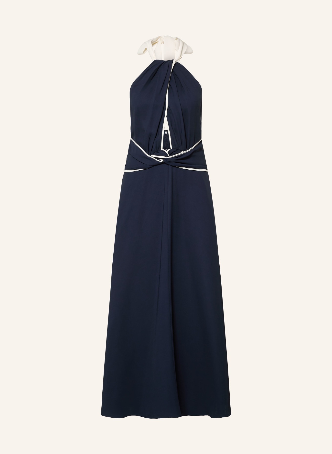 REISS BLAIR Dress: DARK BLUE / ECRU