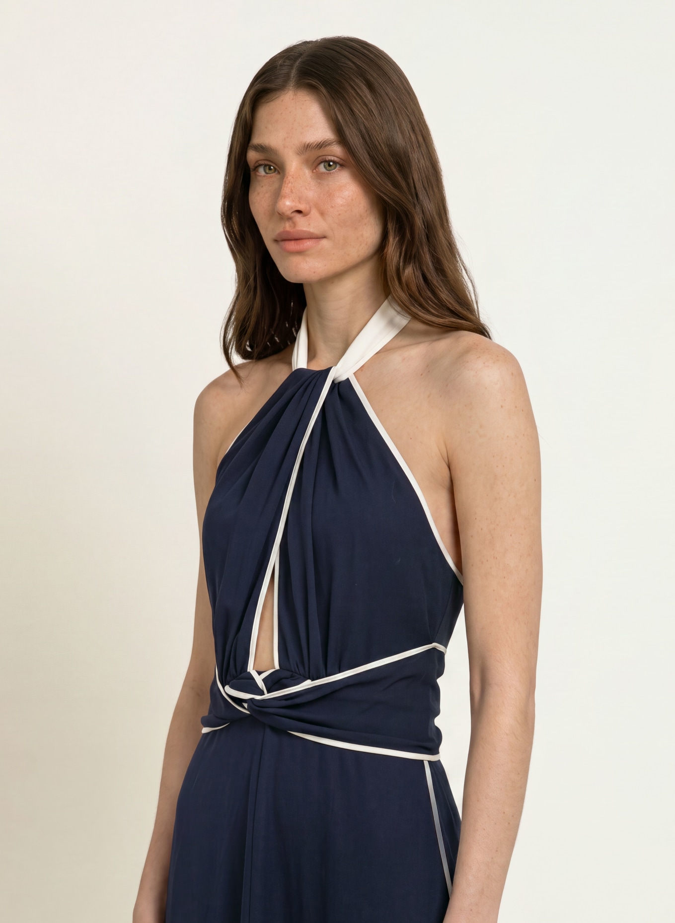 REISS BLAIR Dress: DARK BLUE / ECRU