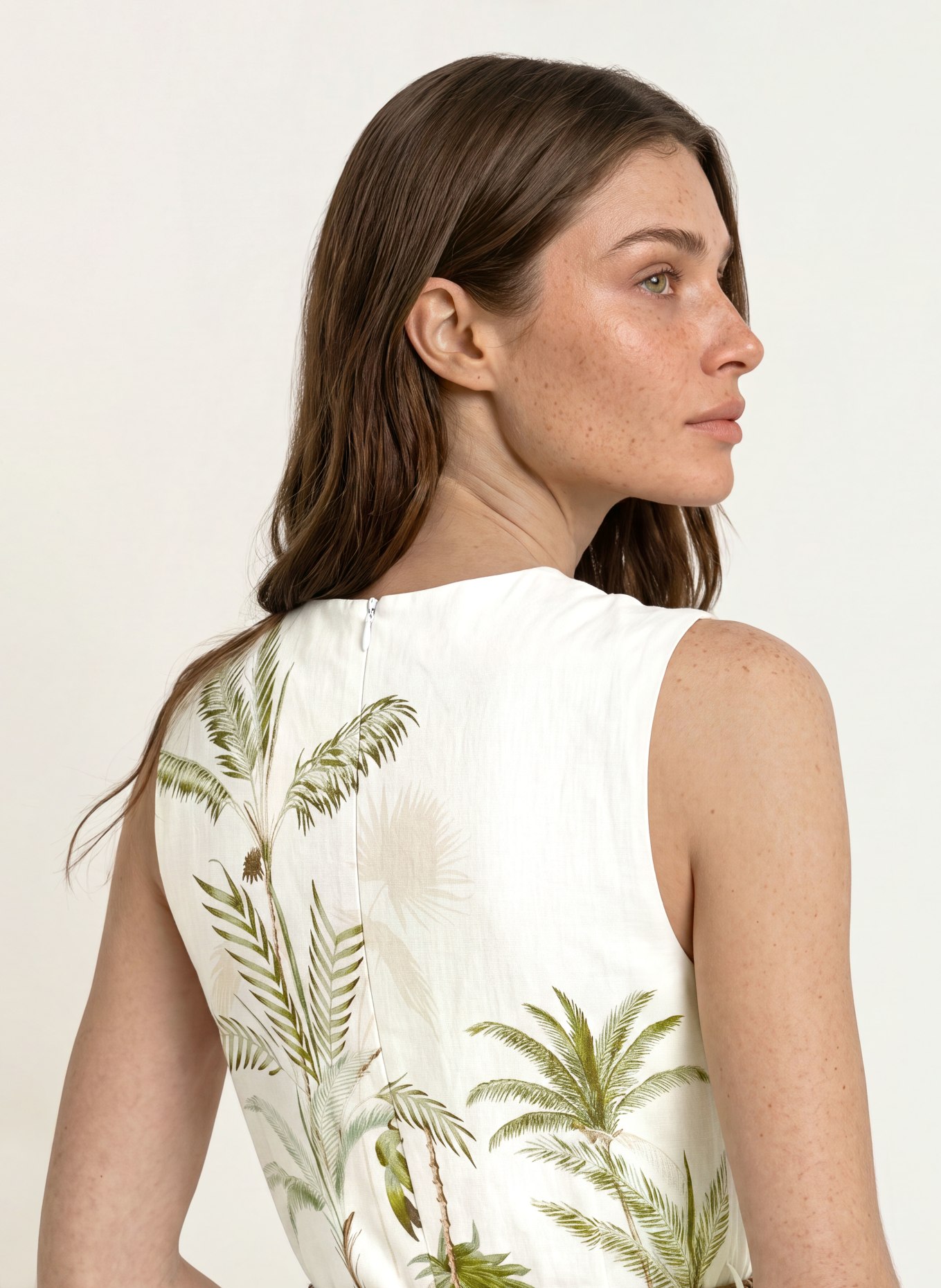 REISS Robe en lin PALMA: BLANC / VERT