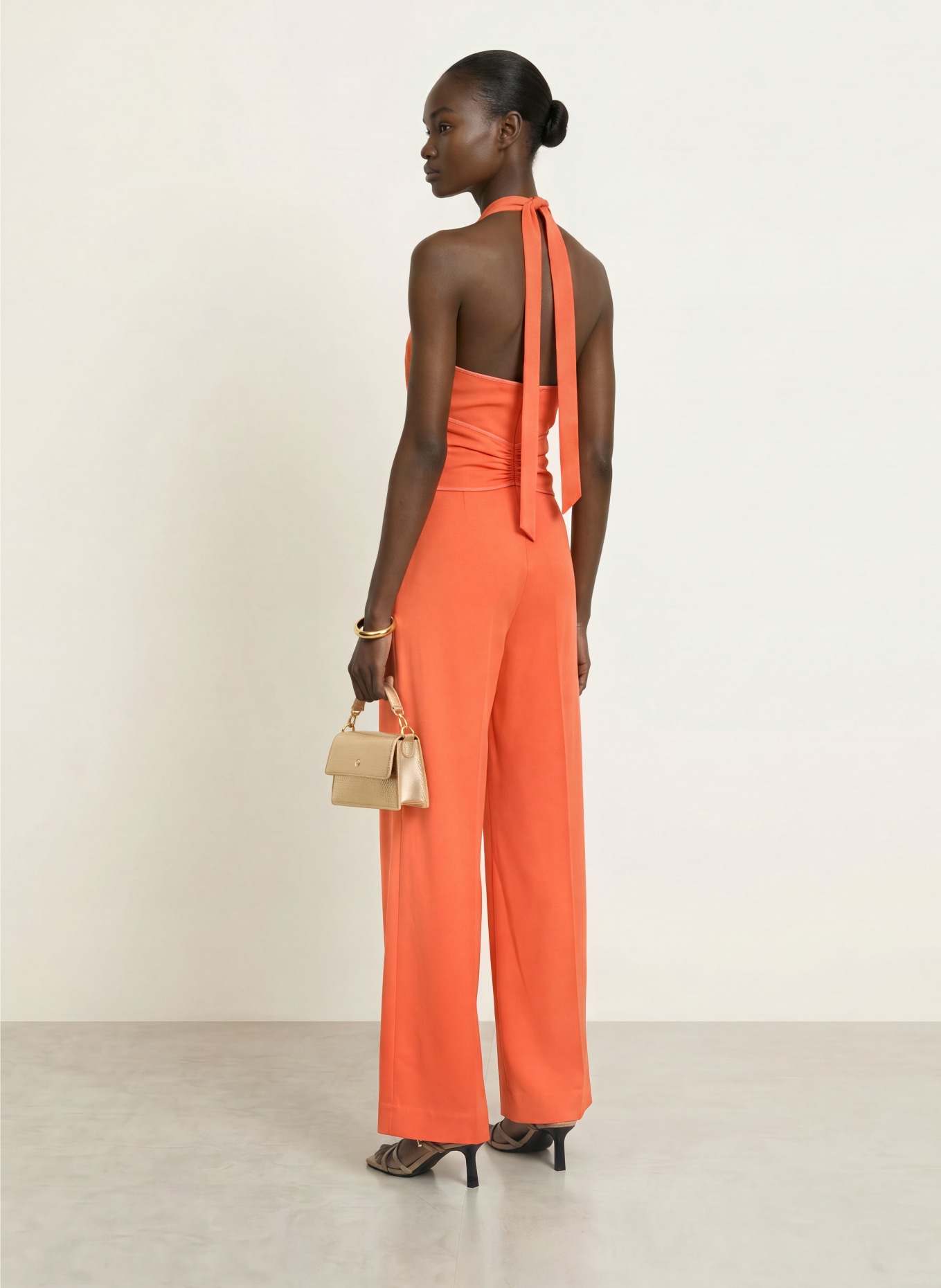REISS AKIA Jumpsuit with Cutouts: LIGHT RED
