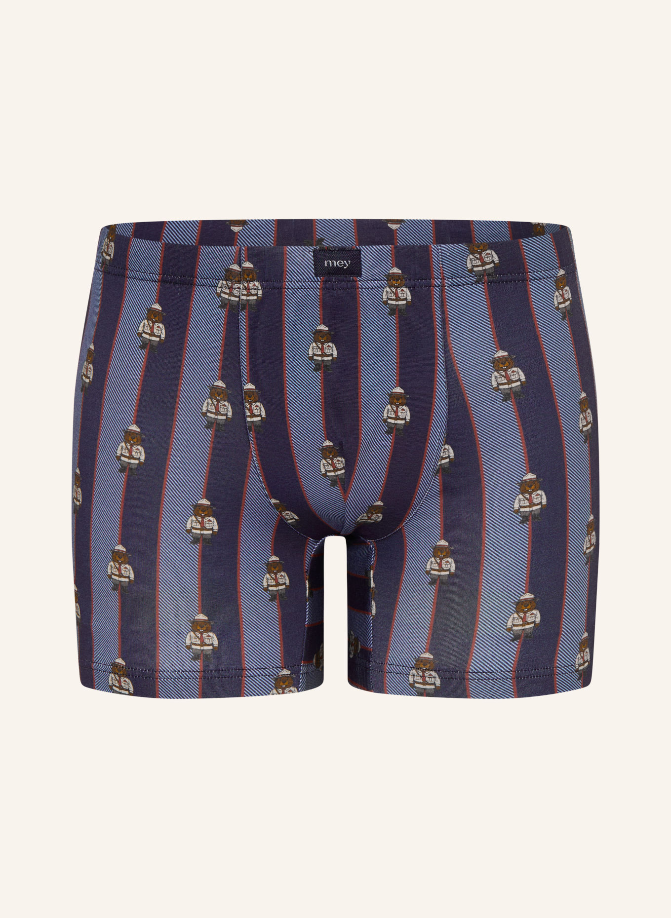 mey Boxershorts Serie RANGER PATROL: DUNKELBLAU / BEIGE / DUNKELROT
