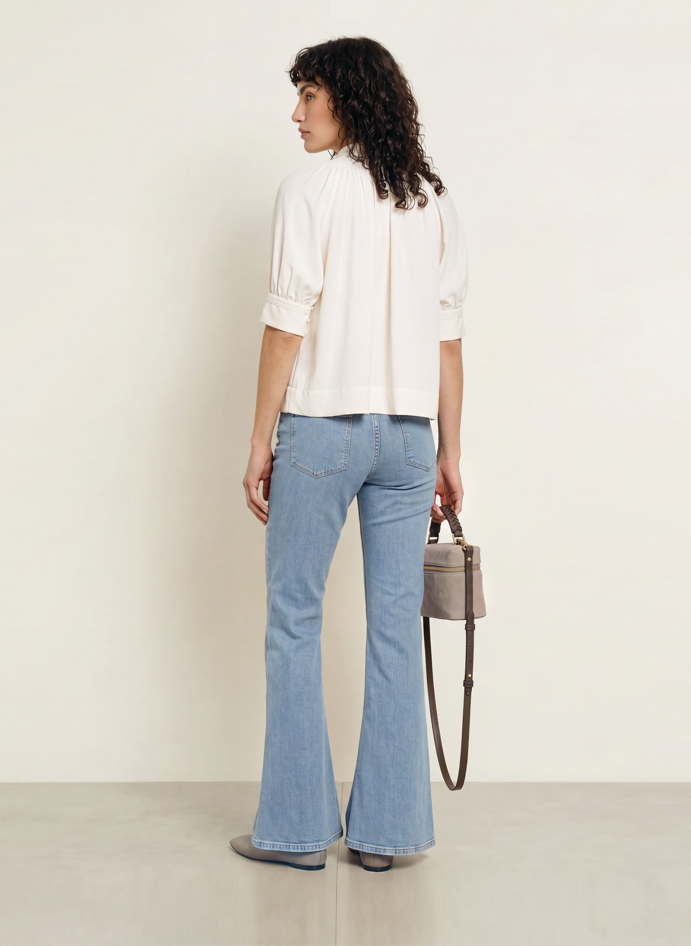 REISS LERINA Shirt blouse with Detachable Bow: ECRU