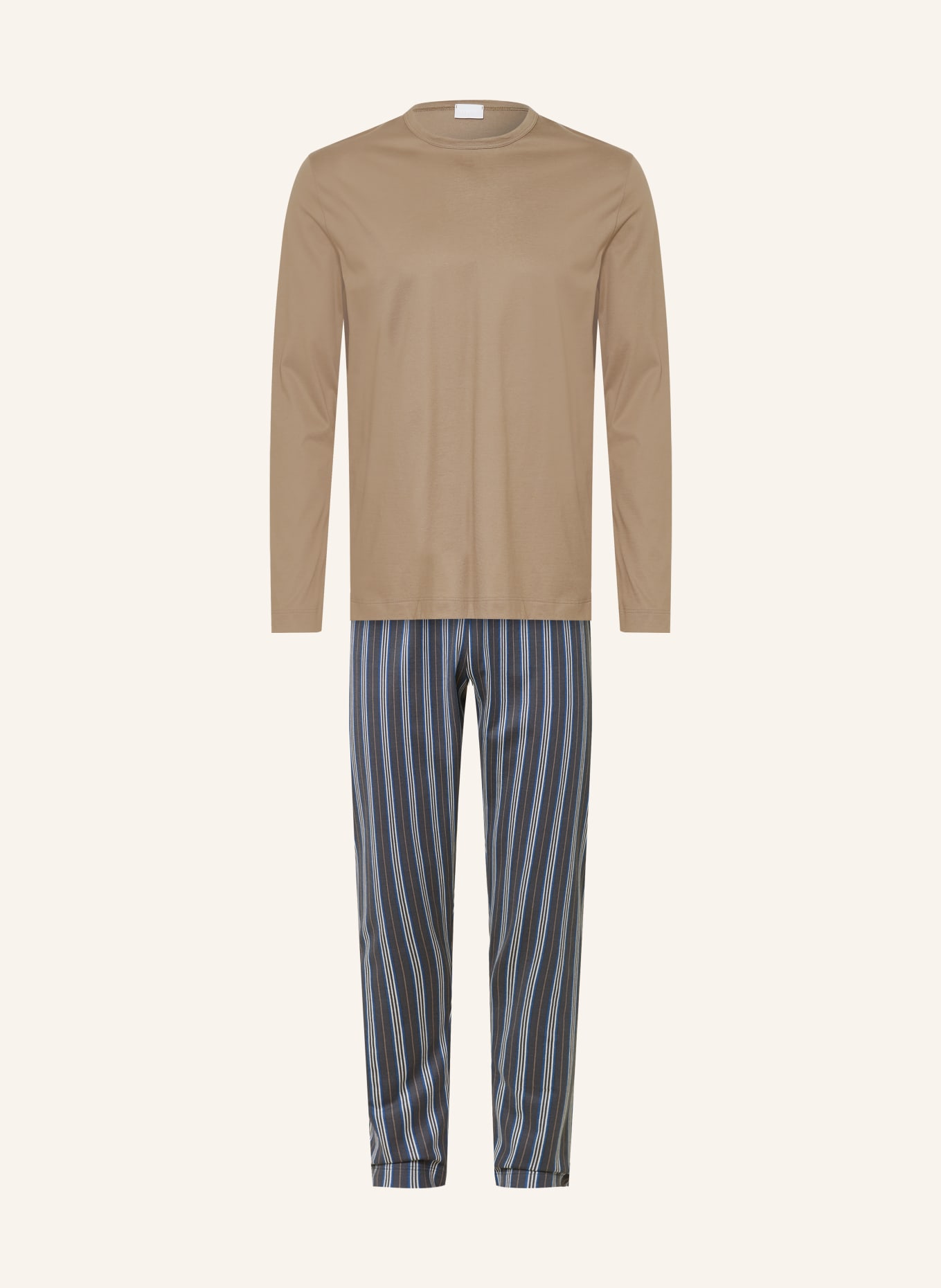 mey Pyjama-serie SERIOUSLY STRIPES: TAUPE / GRIJS / BLAUW
