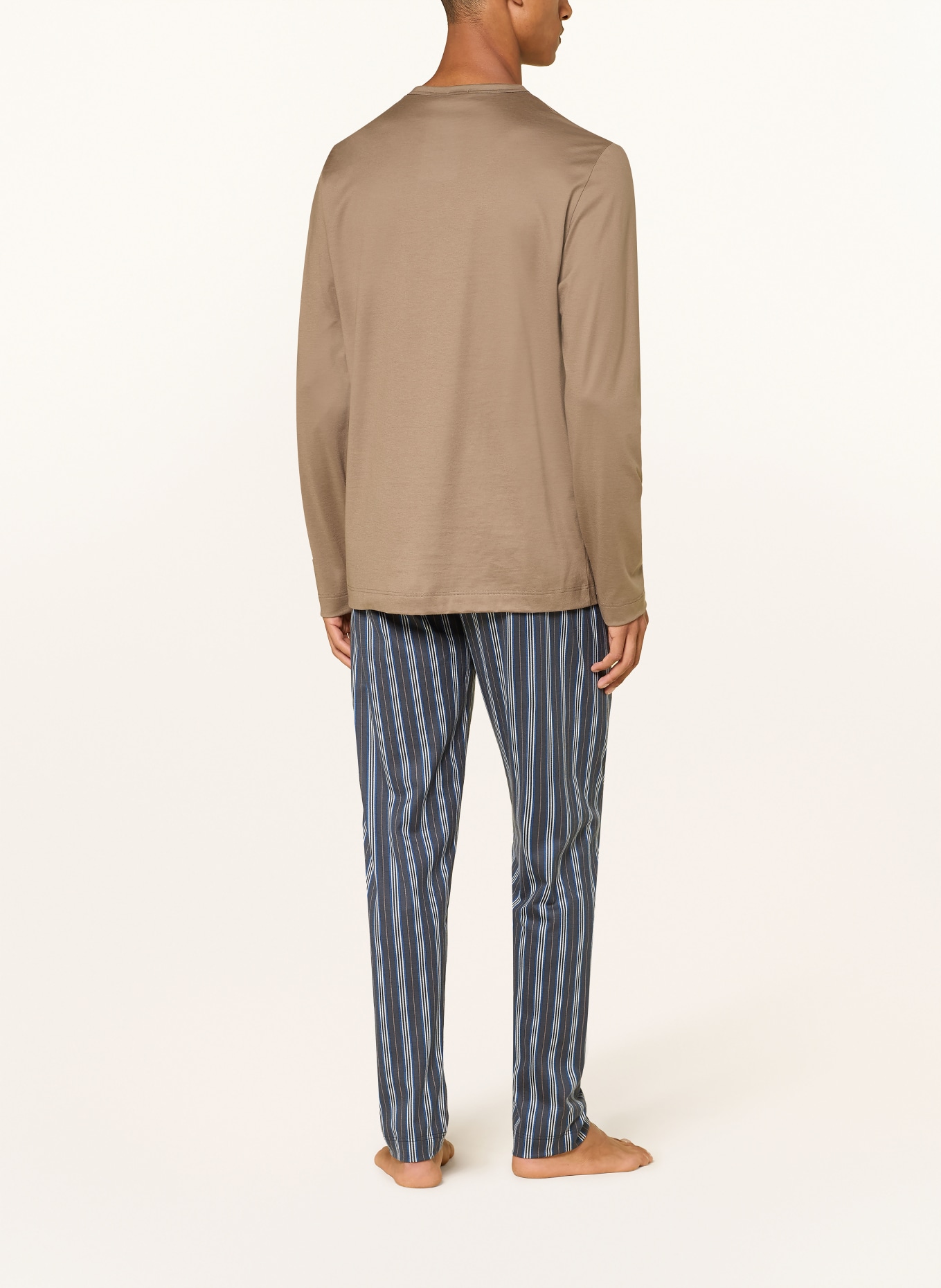 mey Pyjama-serie SERIOUSLY STRIPES: TAUPE / GRIJS / BLAUW