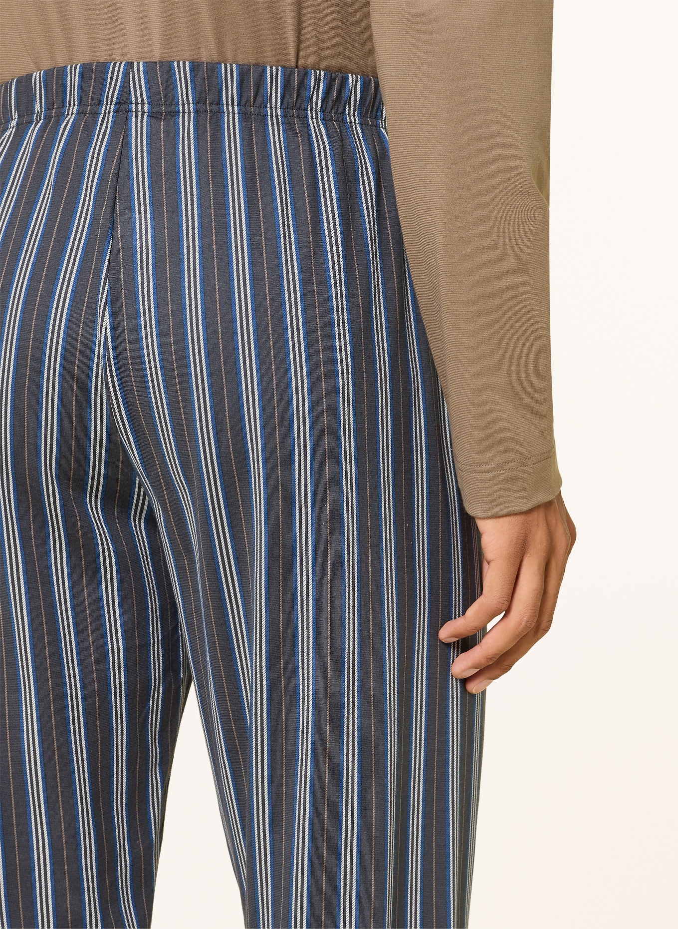 mey Pyjama-serie SERIOUSLY STRIPES: TAUPE / GRIJS / BLAUW