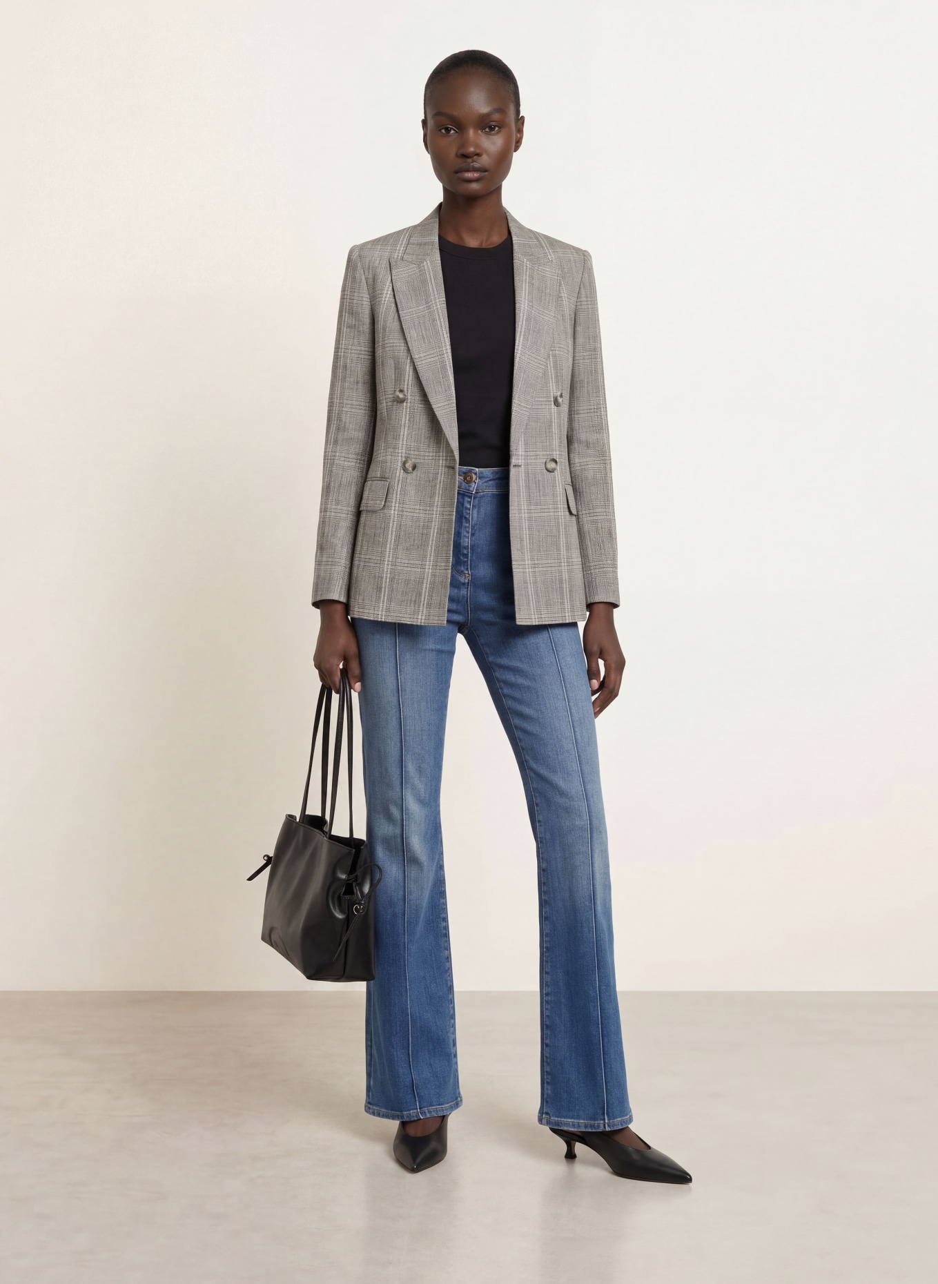 REISS Blazer en lin SYBIL: BEIGE / NOIR