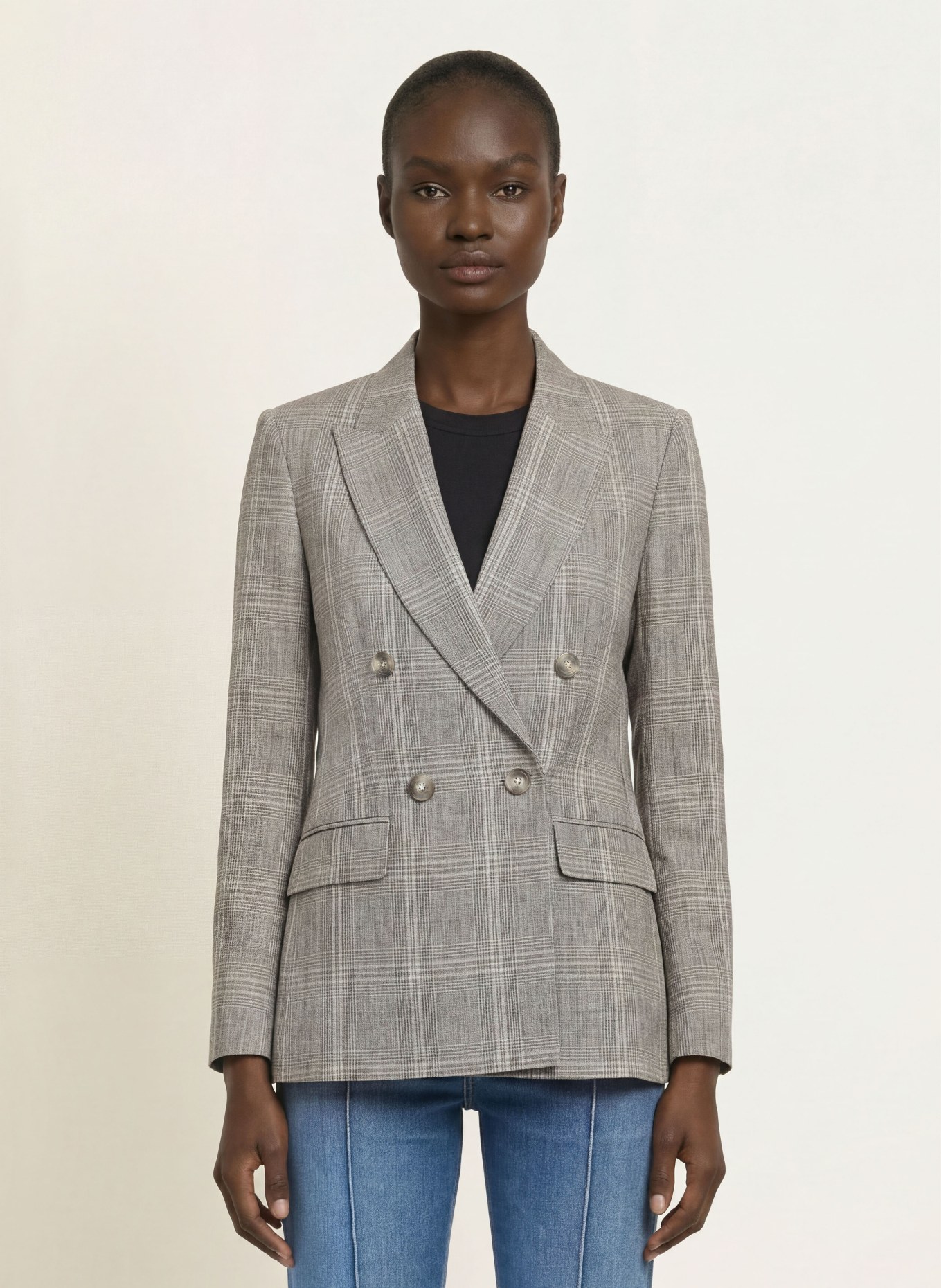 REISS Blazer en lin SYBIL: BEIGE / NOIR