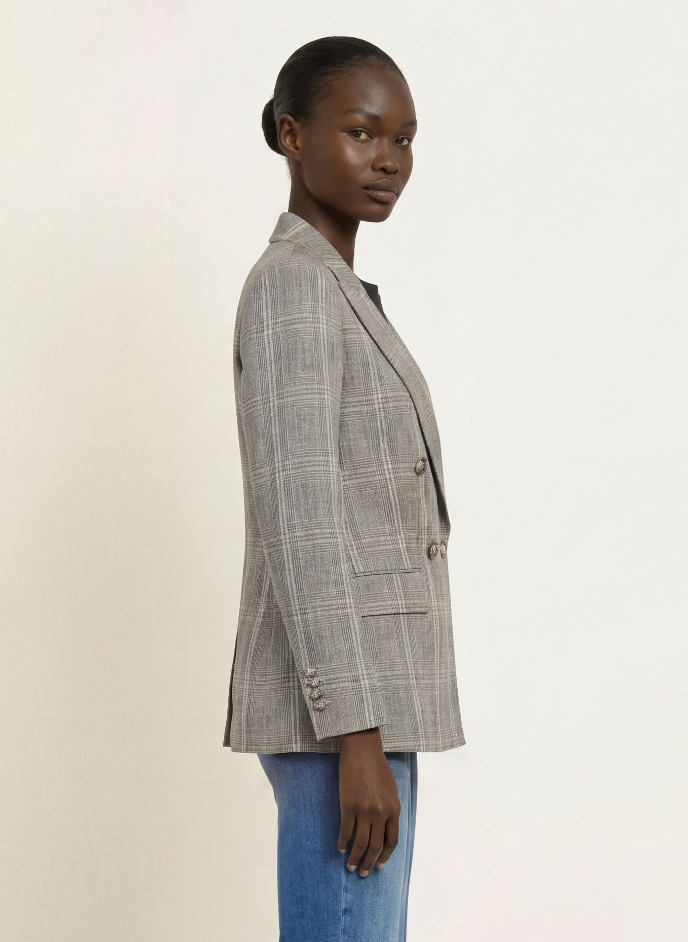 REISS Blazer en lin SYBIL: BEIGE / NOIR