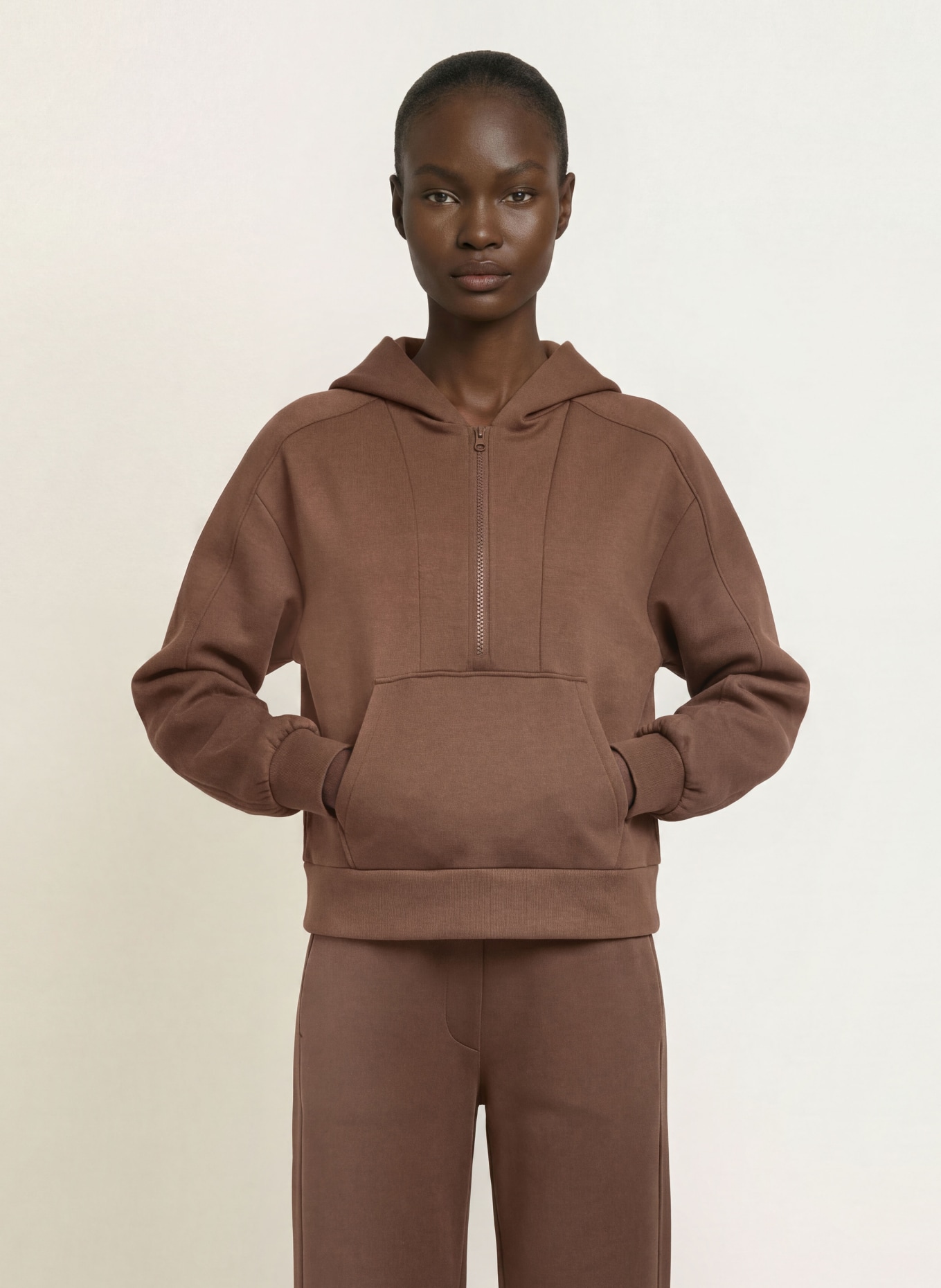 REISS LOCKIE Hoodie: DARK BROWN