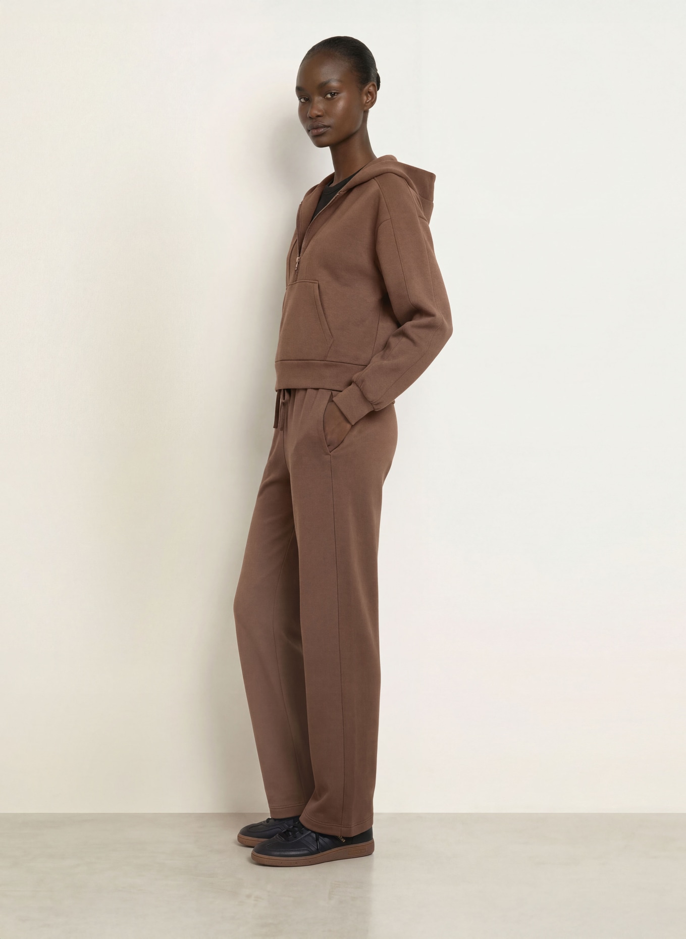 REISS LOCKIE Hoodie: DARK BROWN