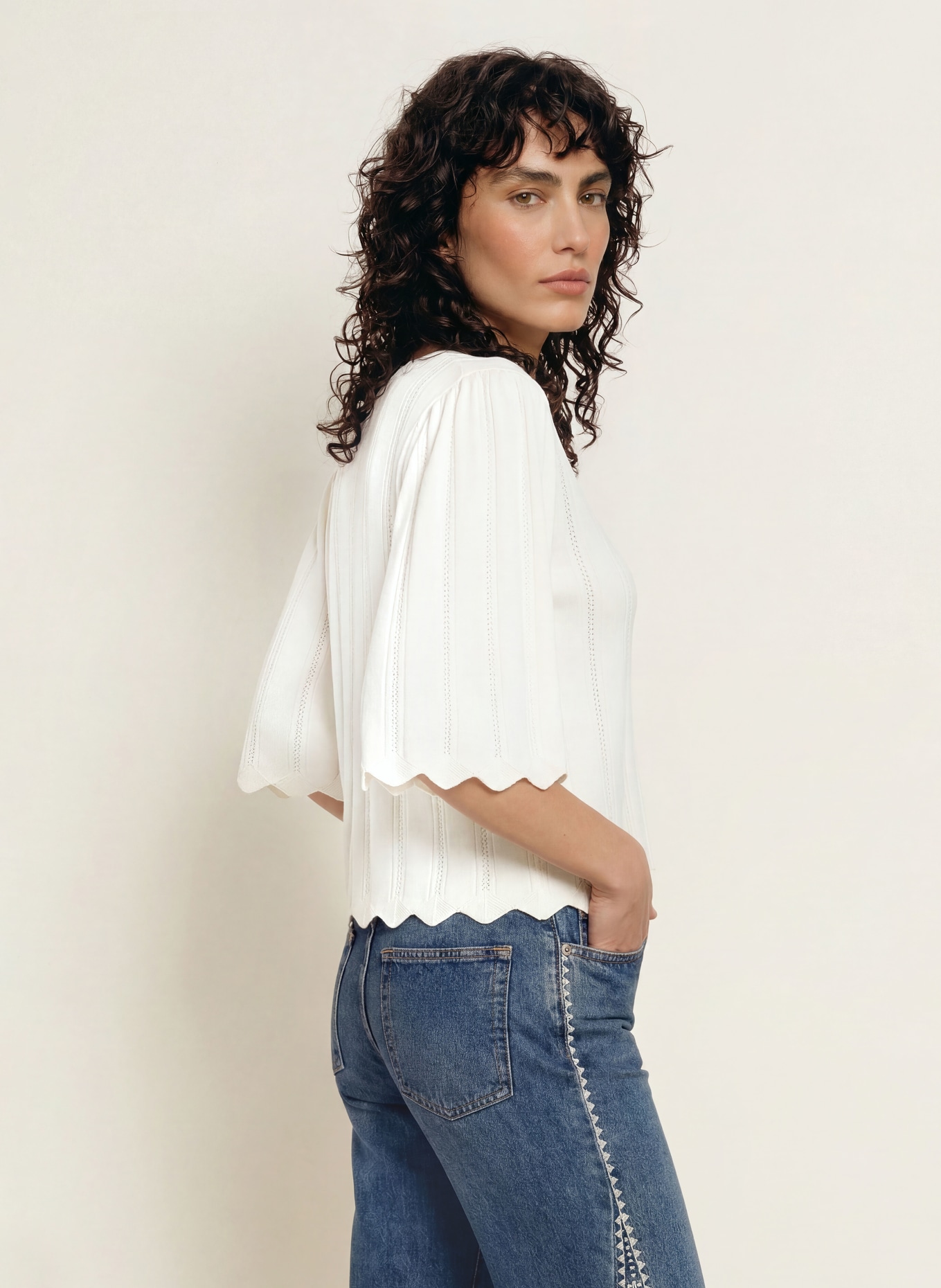 ba&sh Pullover SOREN mit 3/4-Arm: ECRU