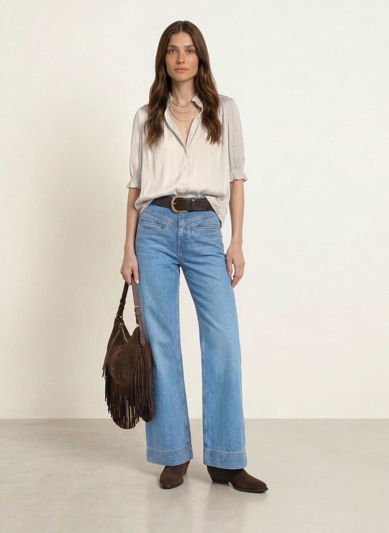 ba&sh Satinbluse CAMILA mit 3/4-Arm: BEIGE